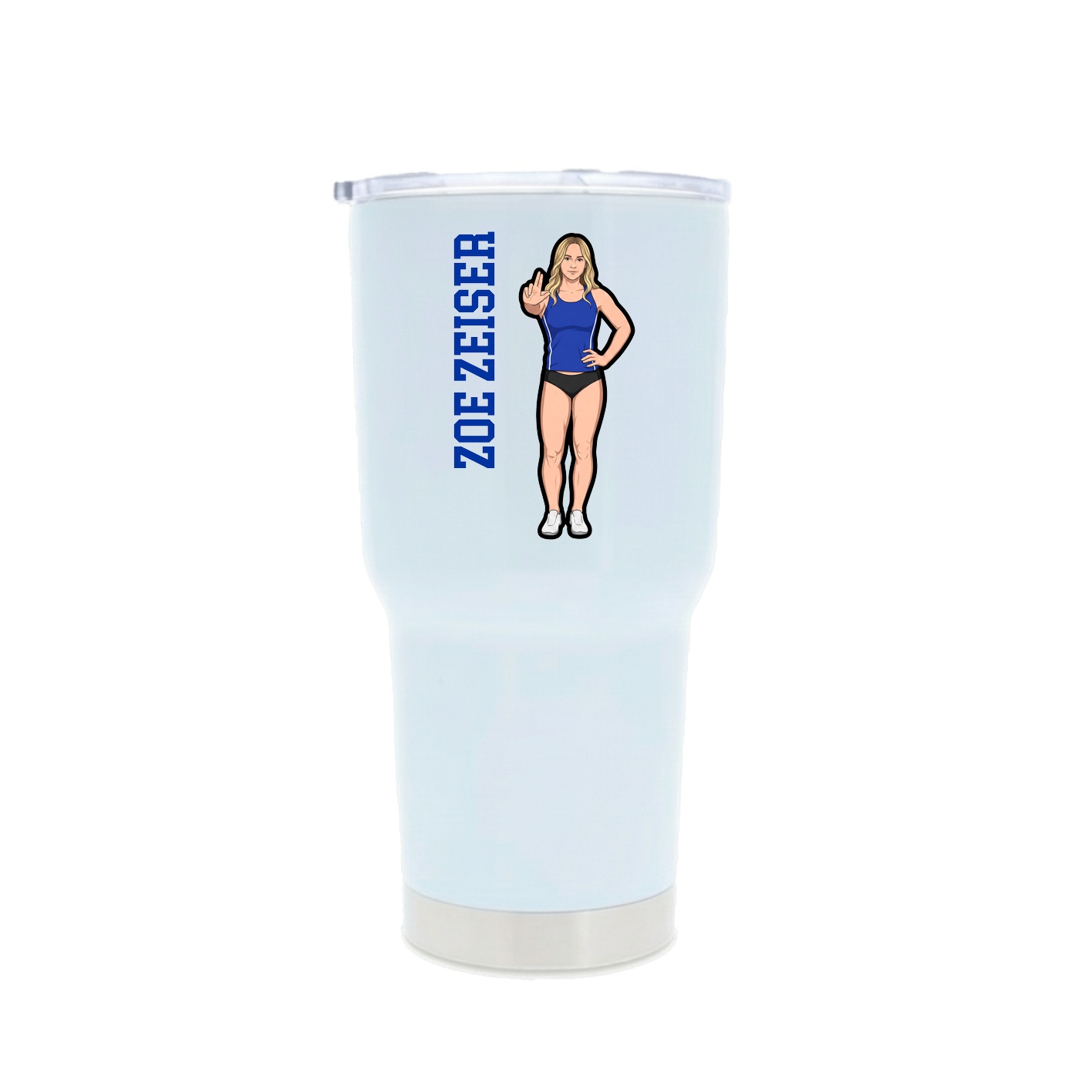 30oz Stainless Steel Tumbler — Name Vertical in White