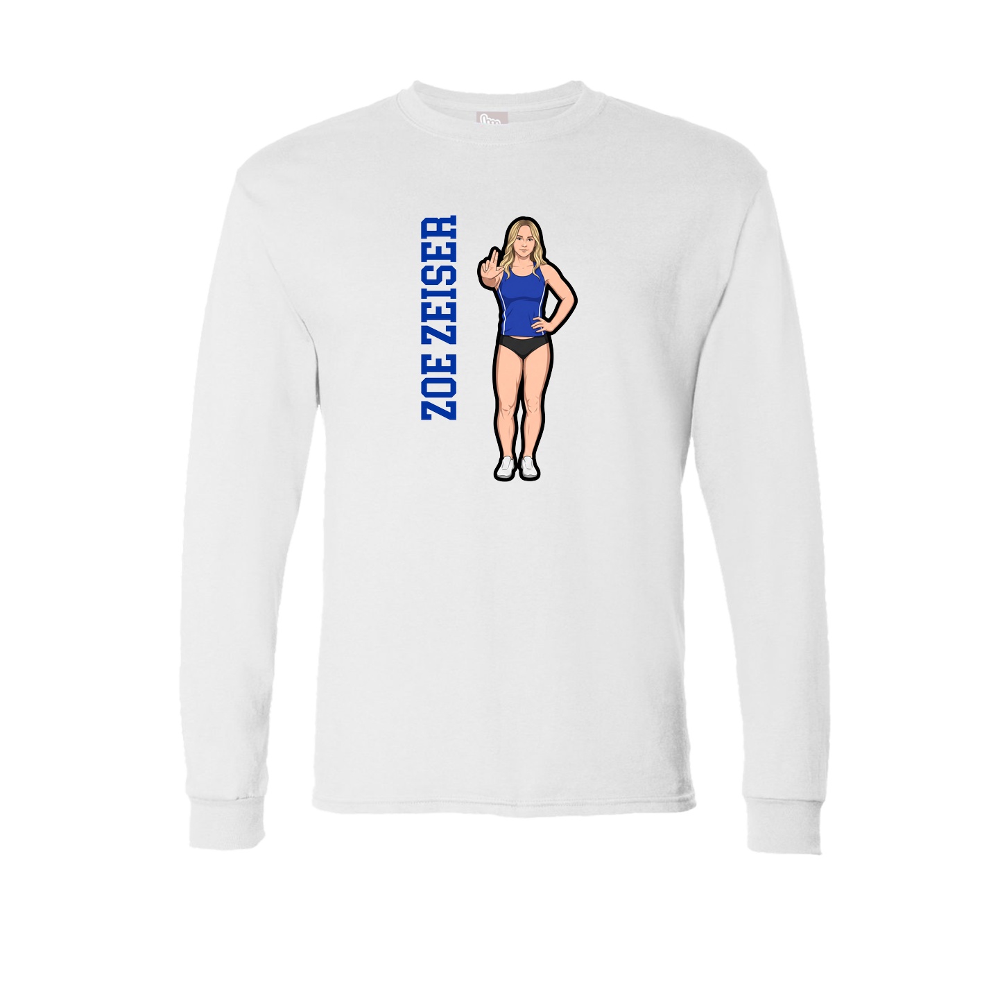 Long Sleeve Tee — Name Vertical in White