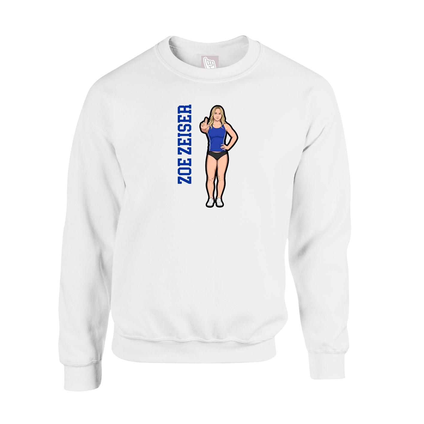 Fleece Crew — Name Vertical in White