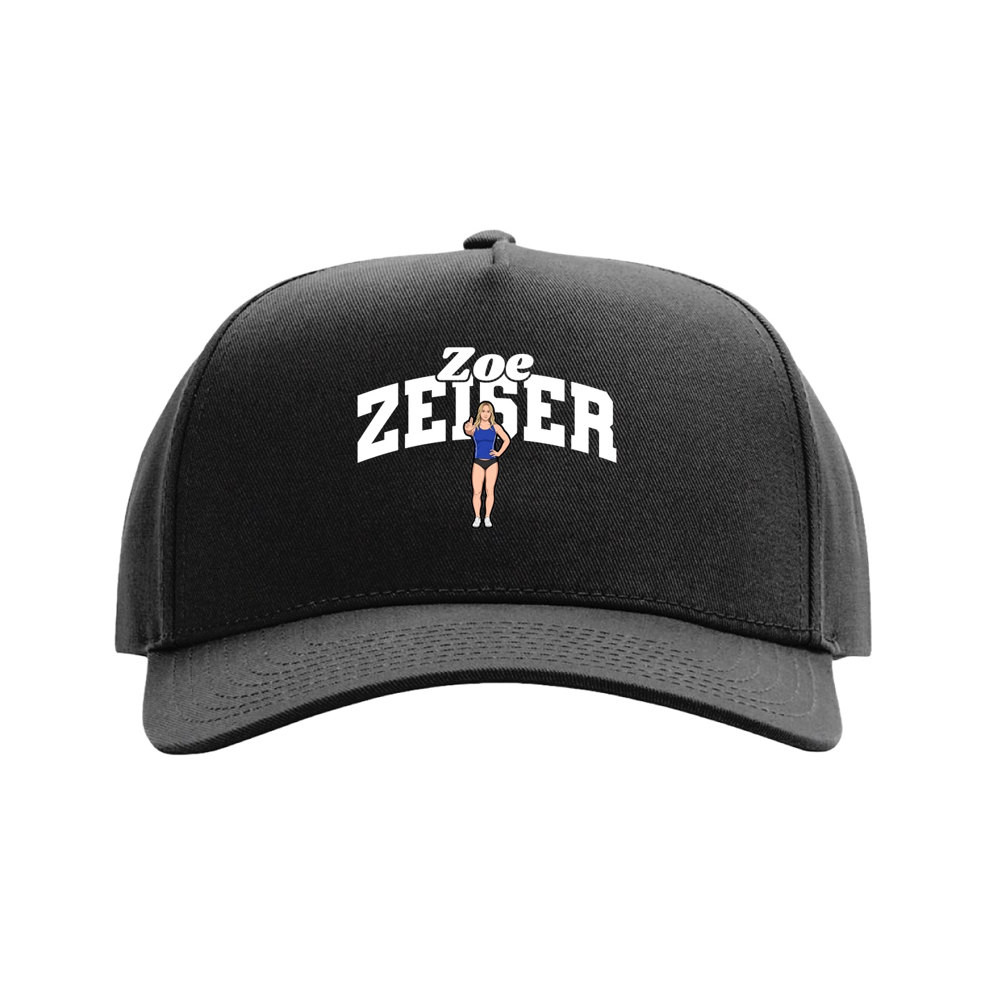 Full Fabric Five-Panel Champ Cap — Signature Arch in Black