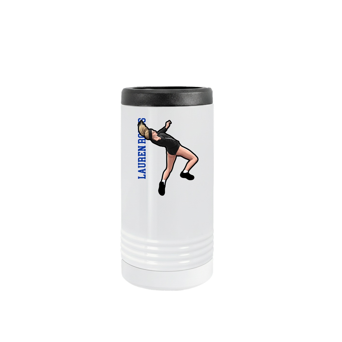 Slim Beverage Holder — Name Vertical in White