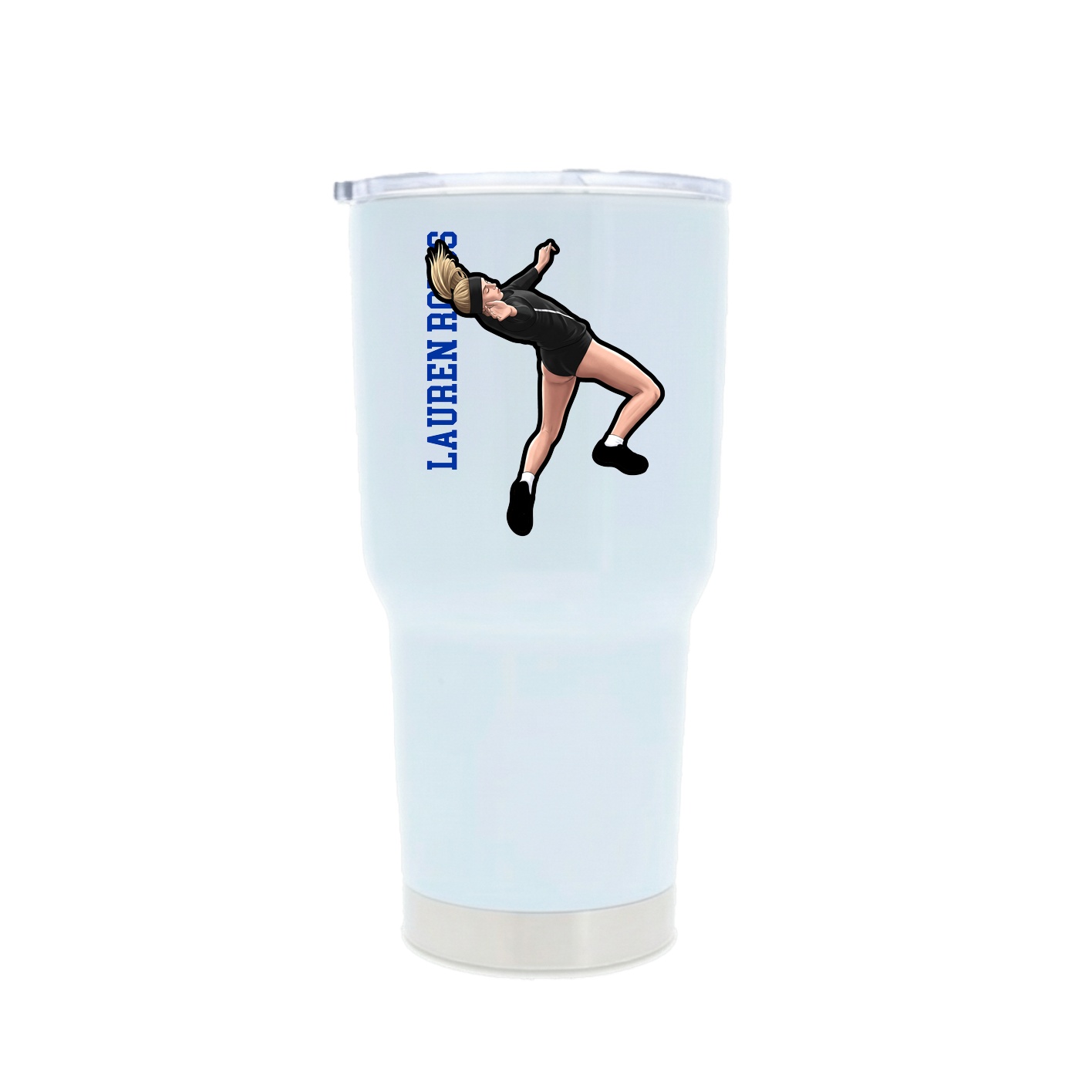 30oz Stainless Steel Tumbler — Name Vertical in White