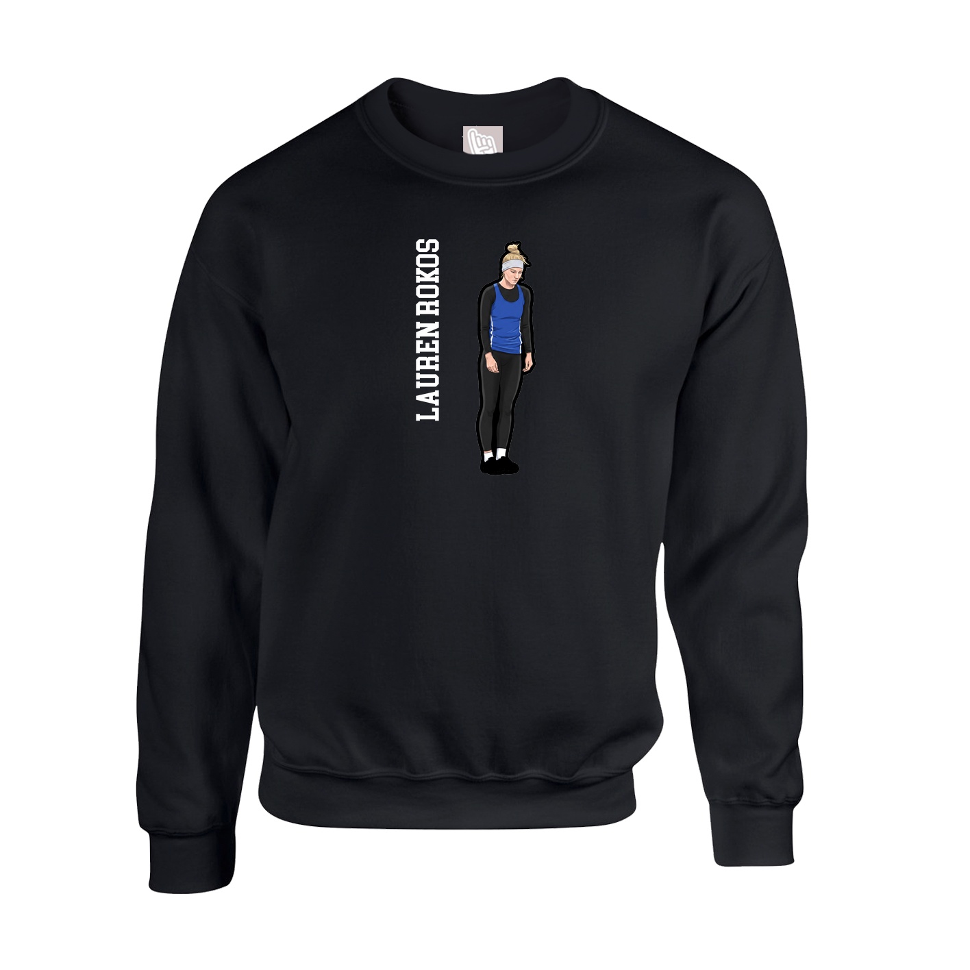 Fleece Crew — Name Vertical in Black