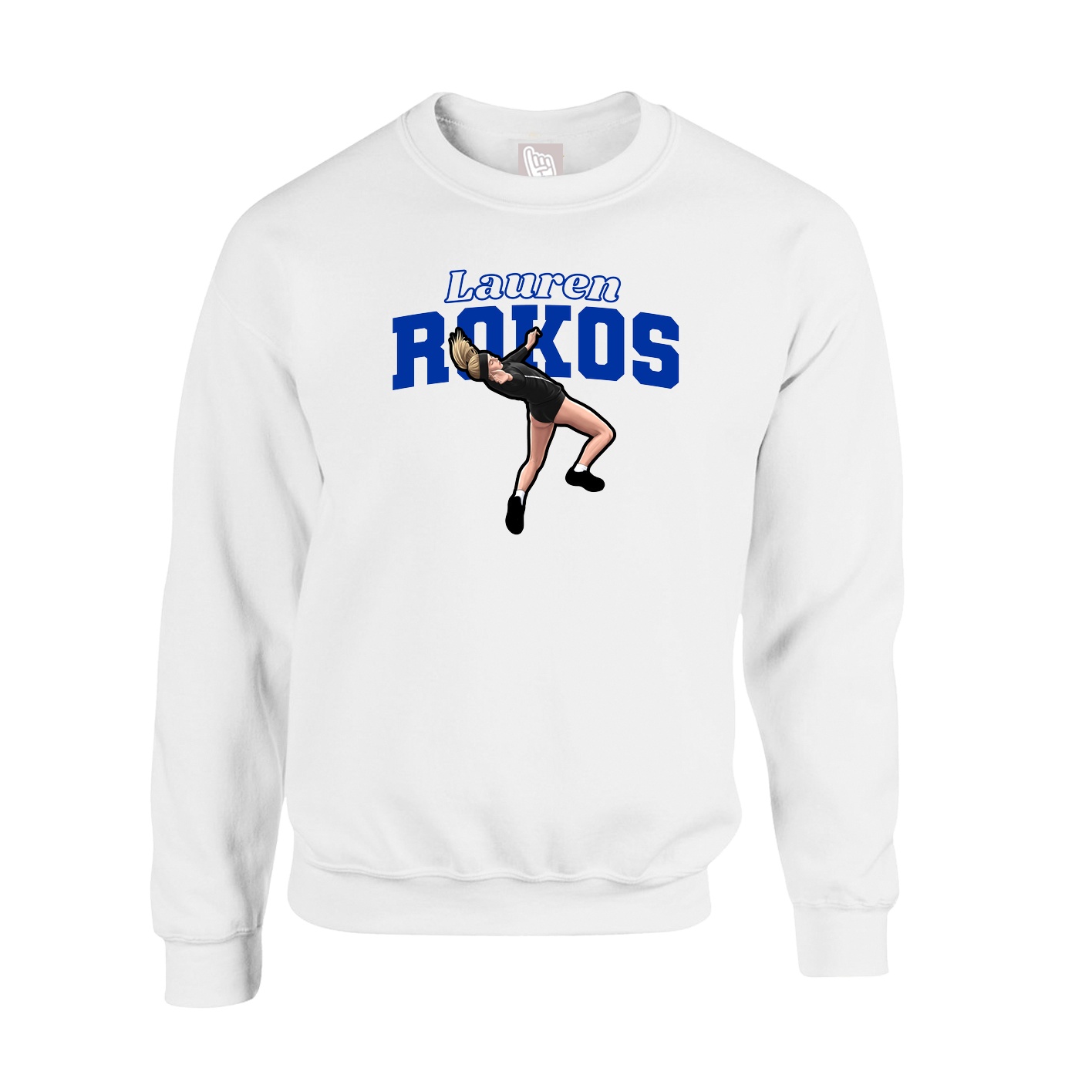Fleece Crew — Name Arch in White