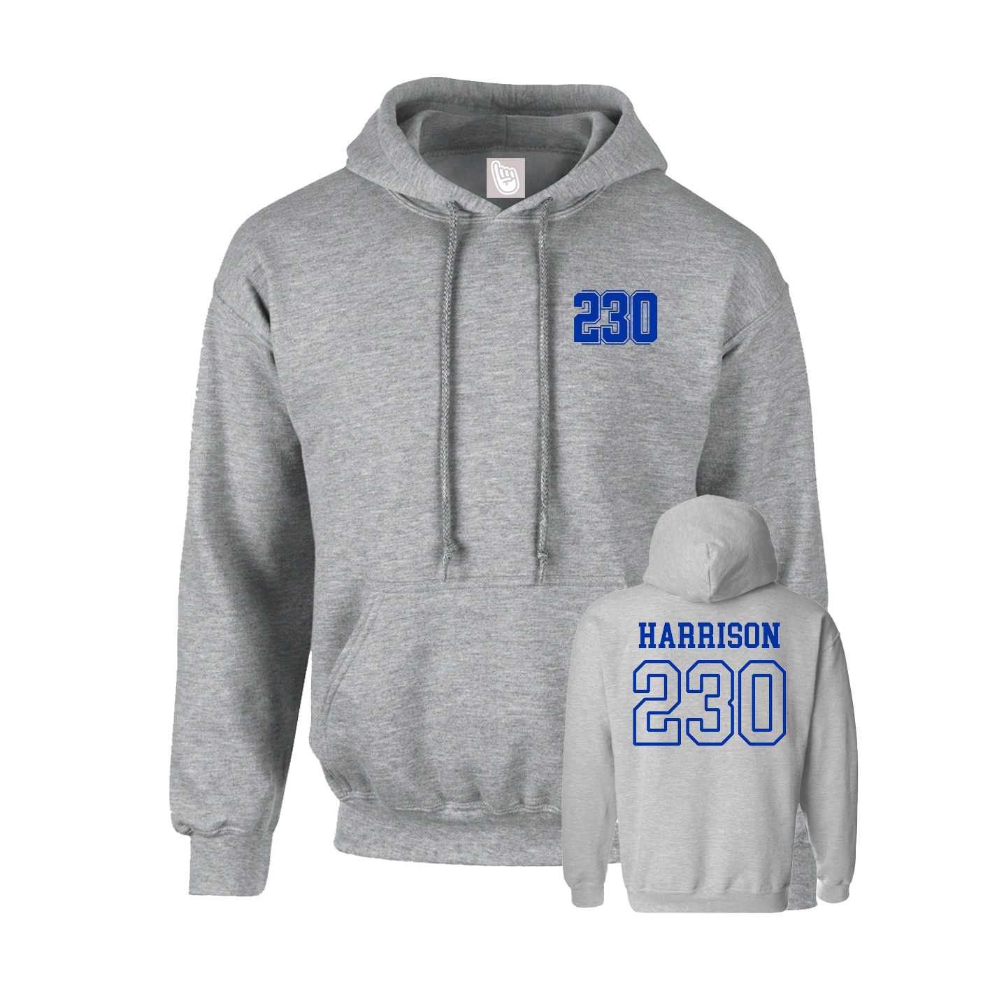 Youth Hoodie — Chest Back in Grey