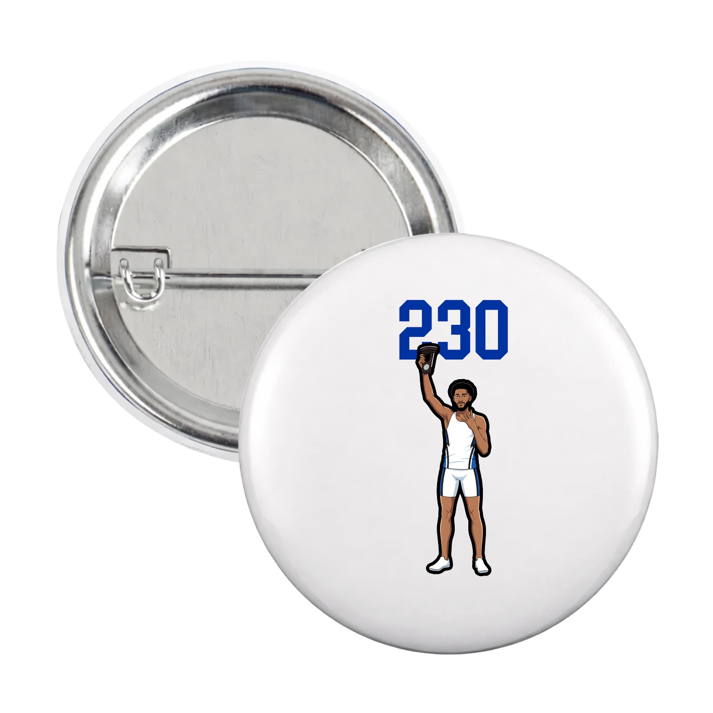 Game Day Button — Number Top in White