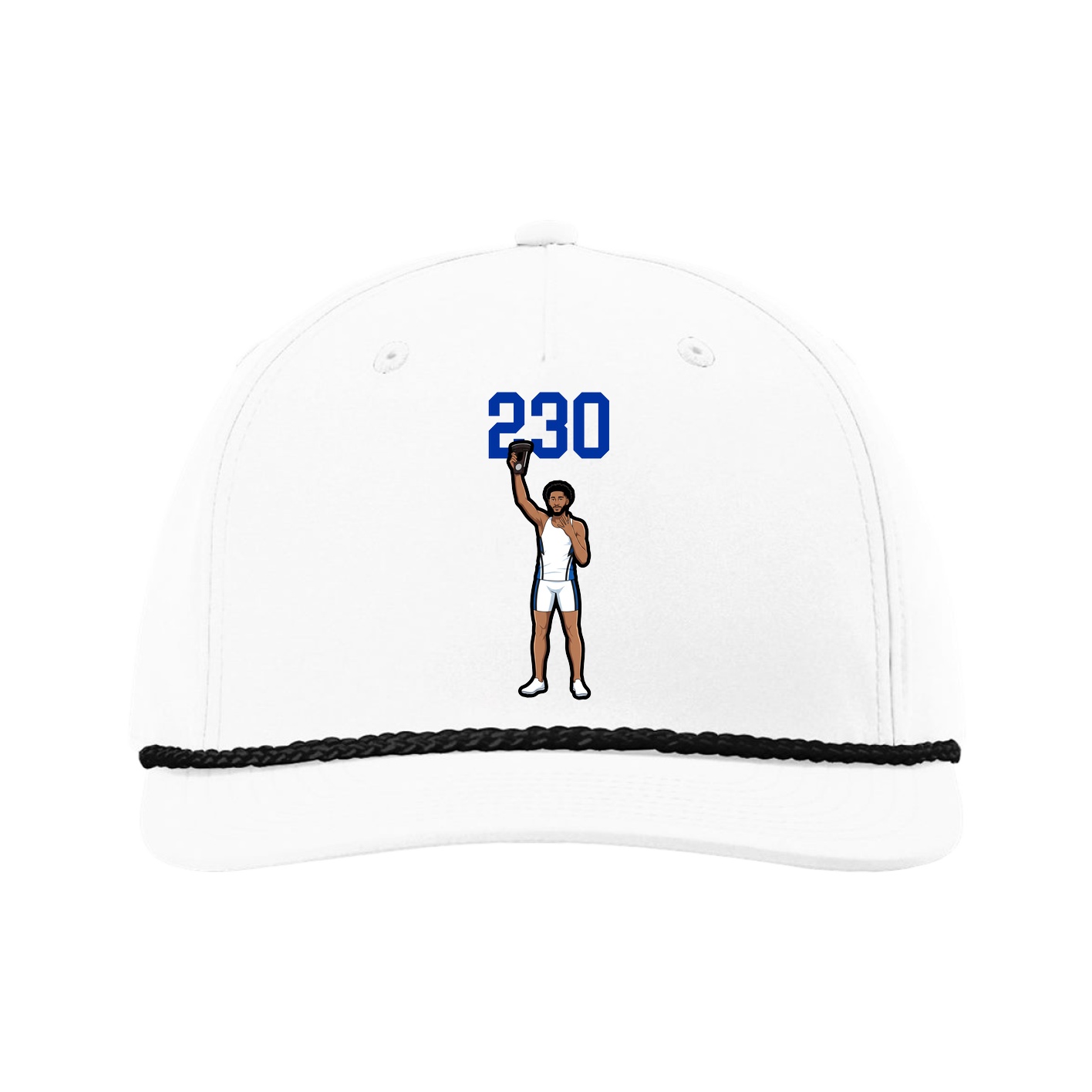 Five-Panel Classic Rope Cap — Number Top in White