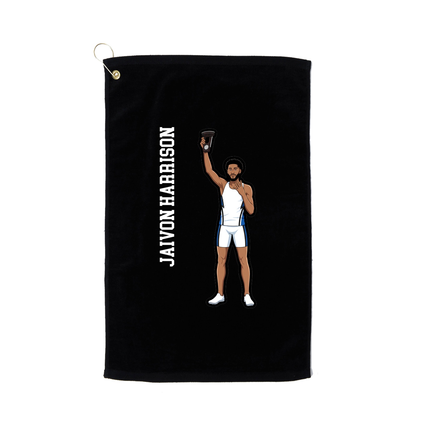 Golf Towel — Name Vertical in Black