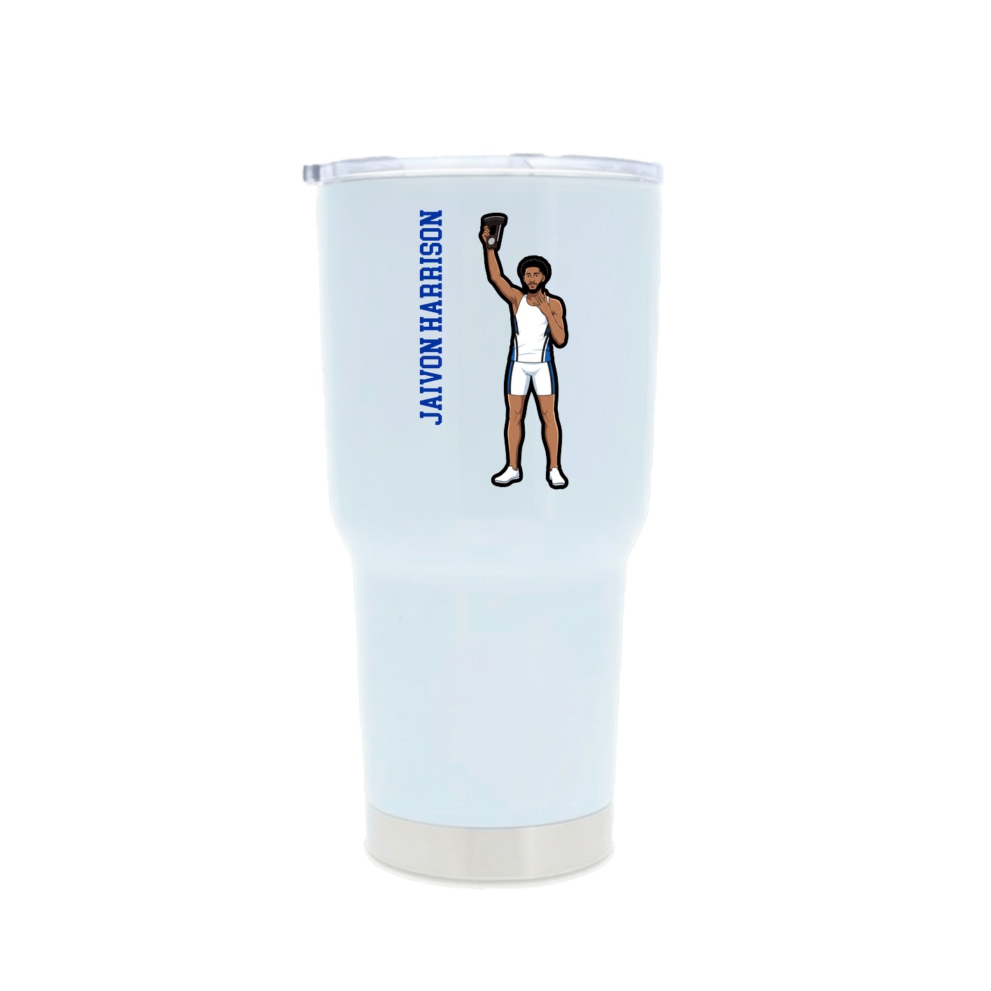 30oz Stainless Steel Tumbler — Name Vertical in White