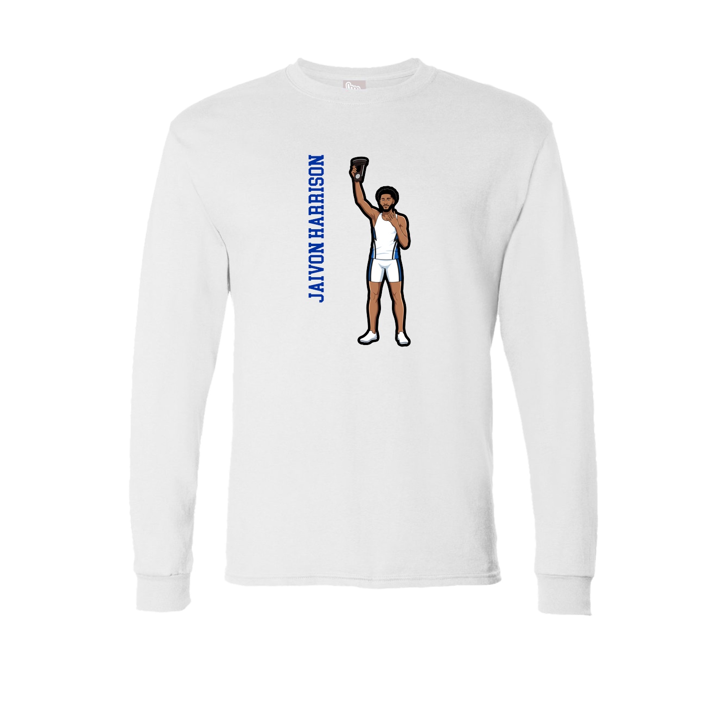 Long Sleeve Tee — Name Vertical in White