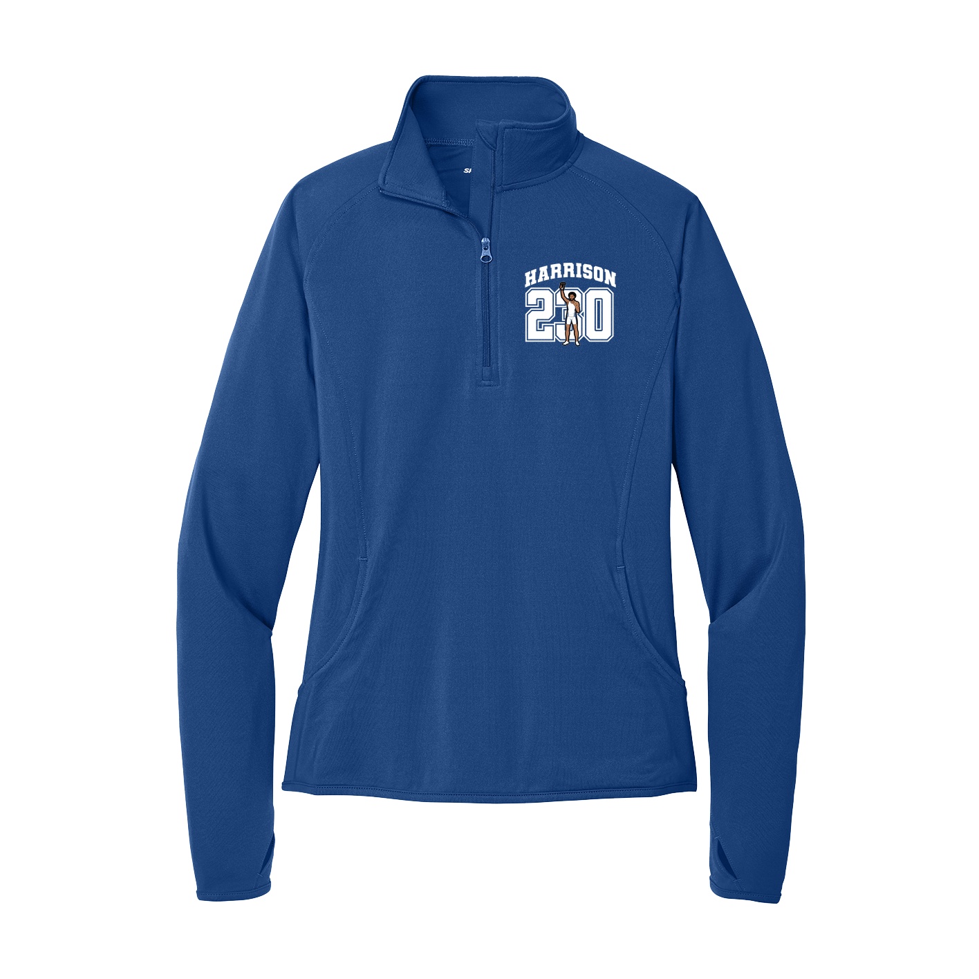 Women's Q-Zip Pullover — Number in Royal