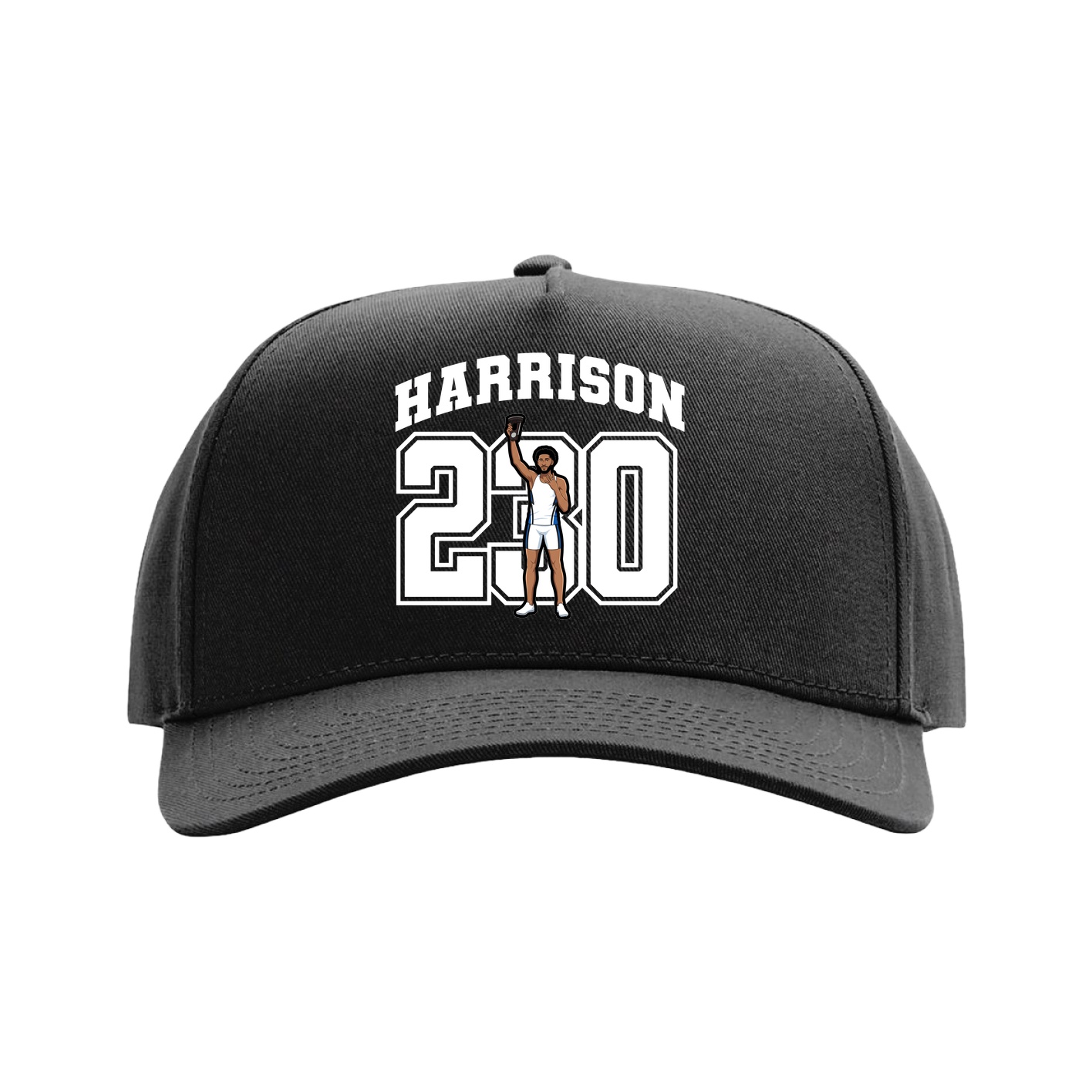 Full Fabric Five-Panel Champ Cap — Number in Black