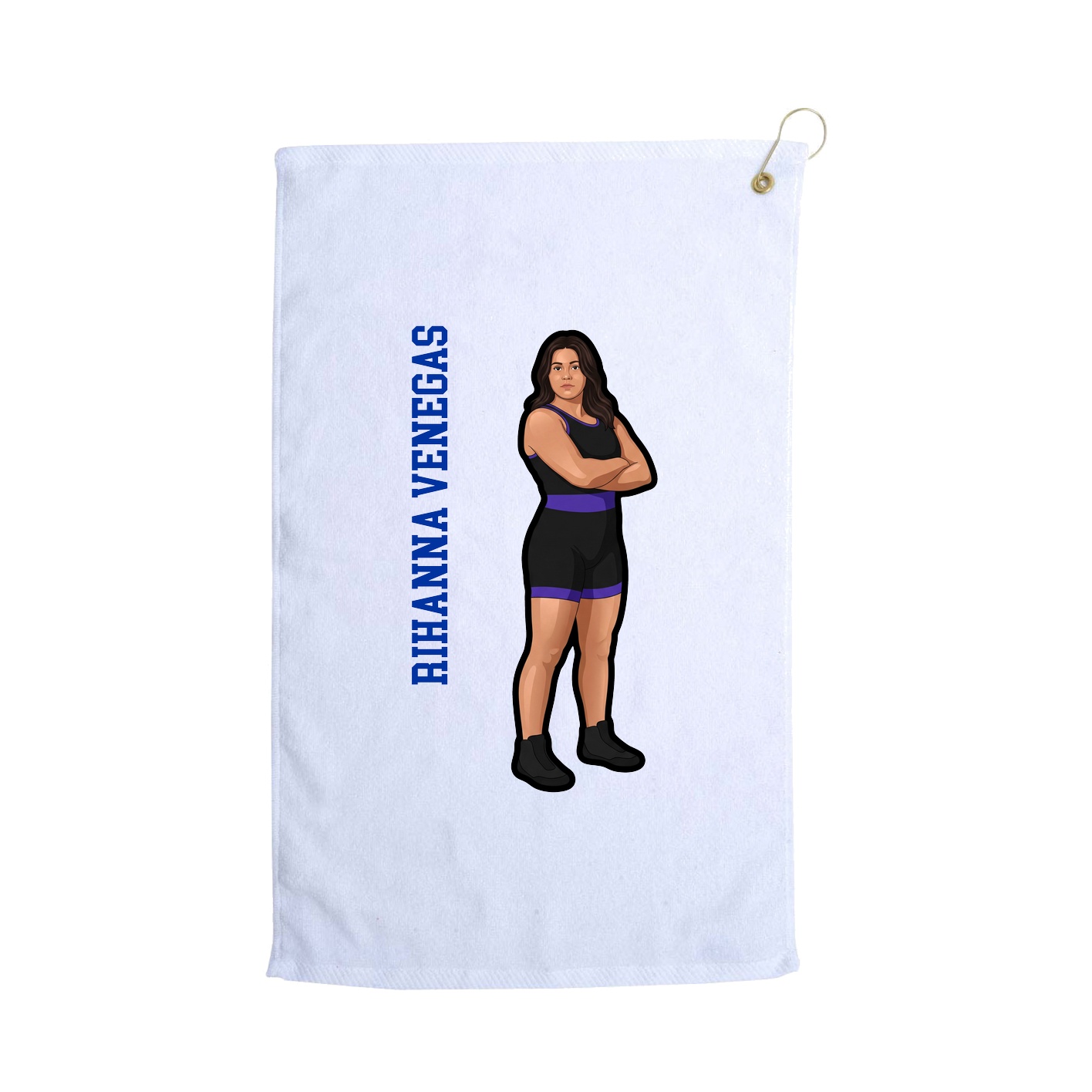 Golf Towel — Name Vertical in White
