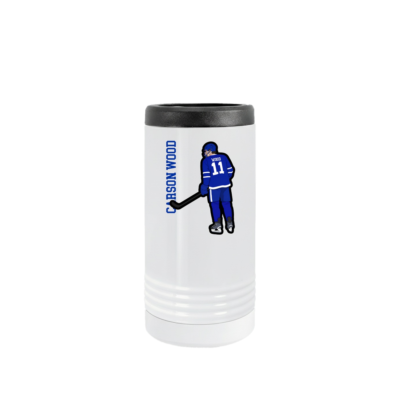 Slim Beverage Holder — Name Vertical in White