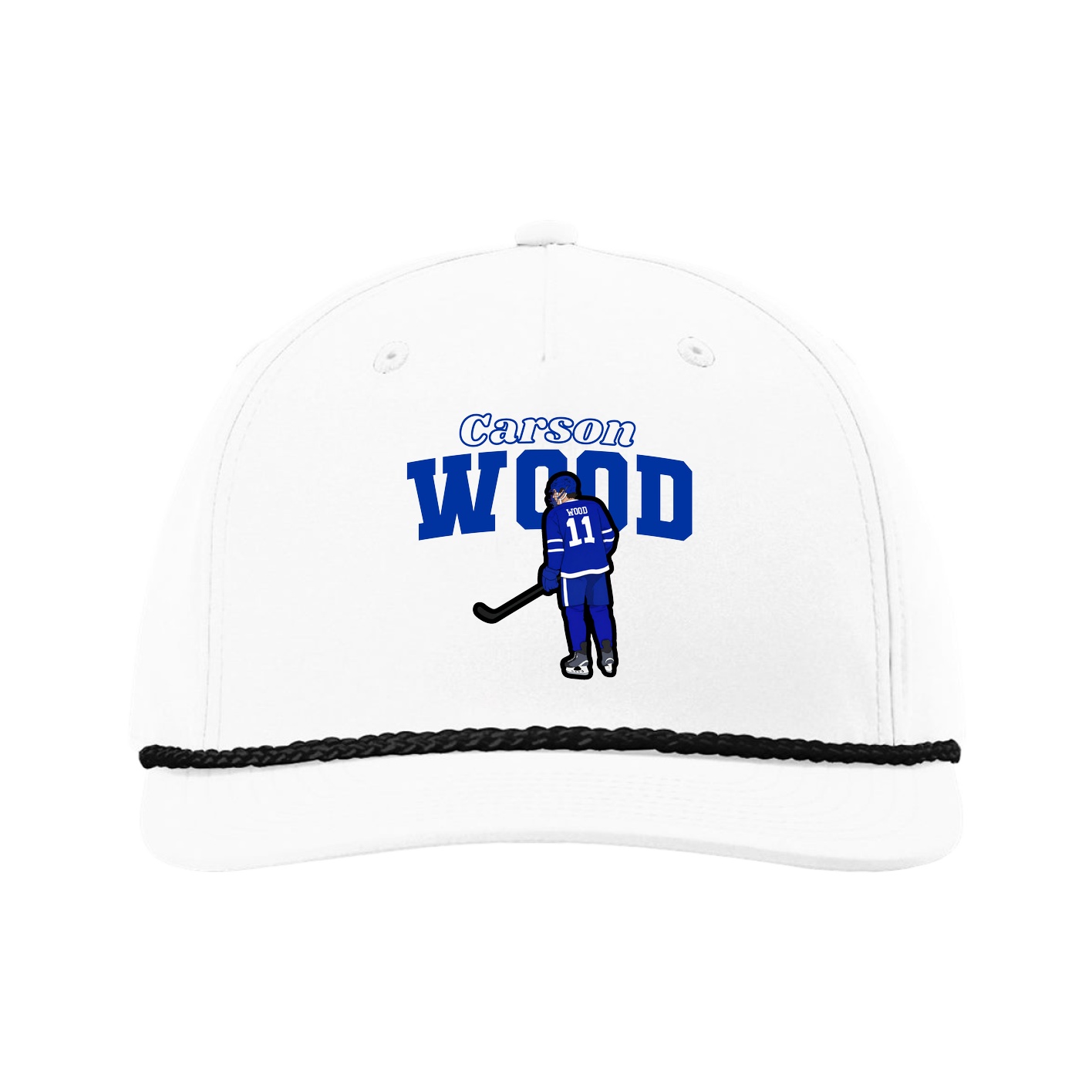 Five-Panel Classic Rope Cap — Name Arch in White