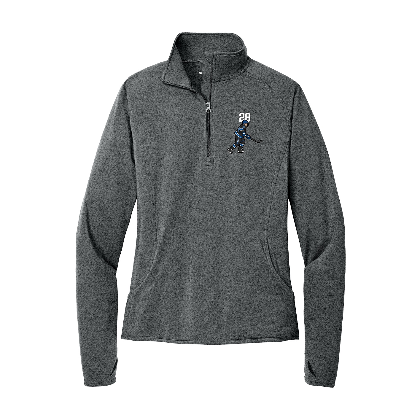 Women's Q-Zip Pullover — Number Top in Grey
