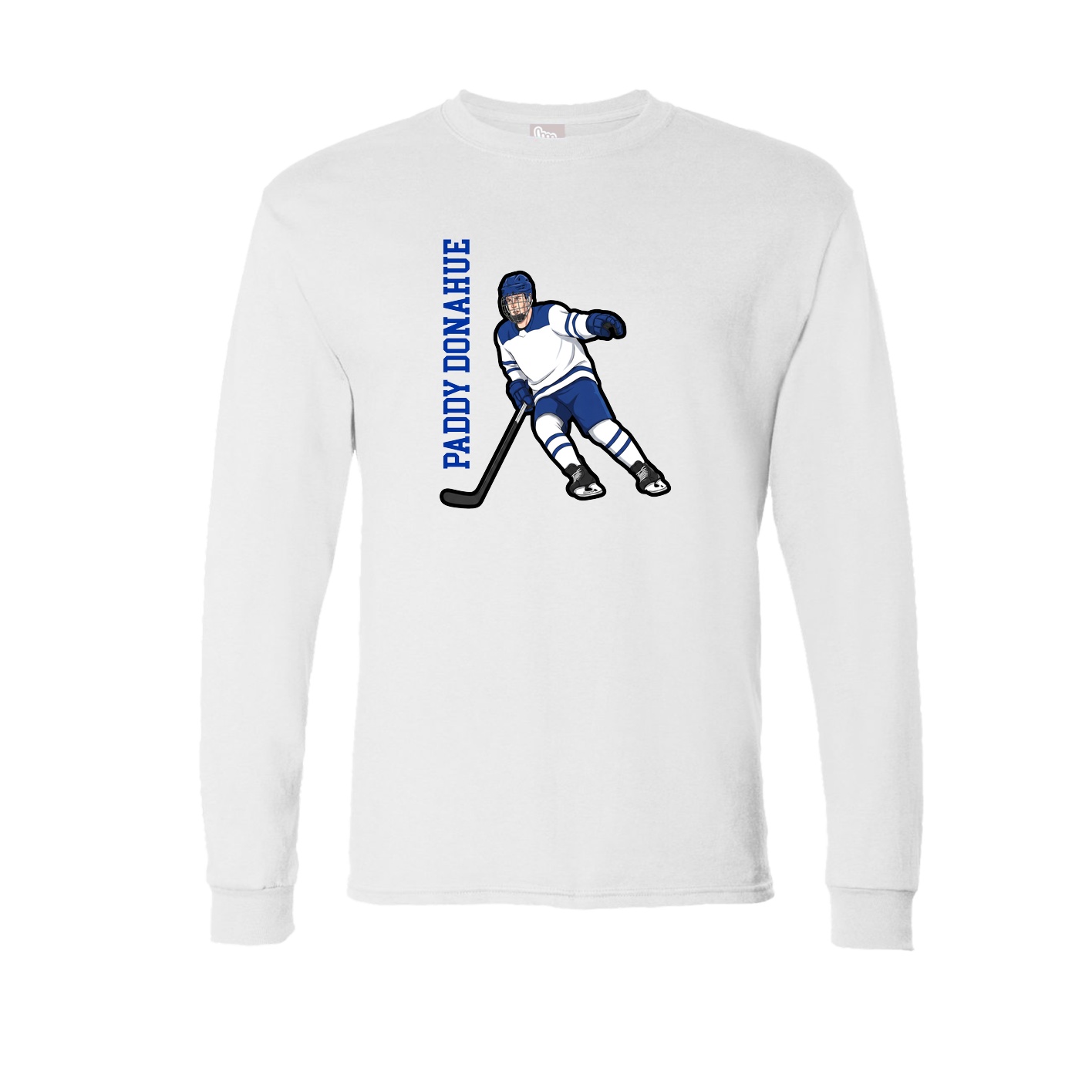 Long Sleeve Tee — Name Vertical in White