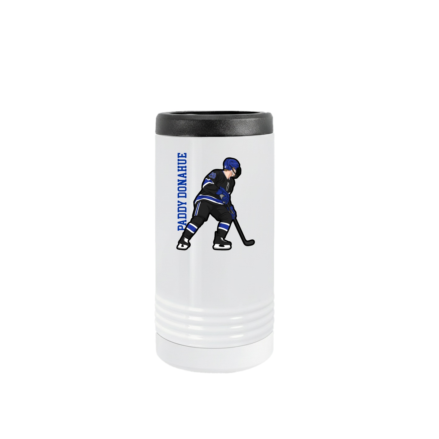 Slim Beverage Holder — Name Vertical in White