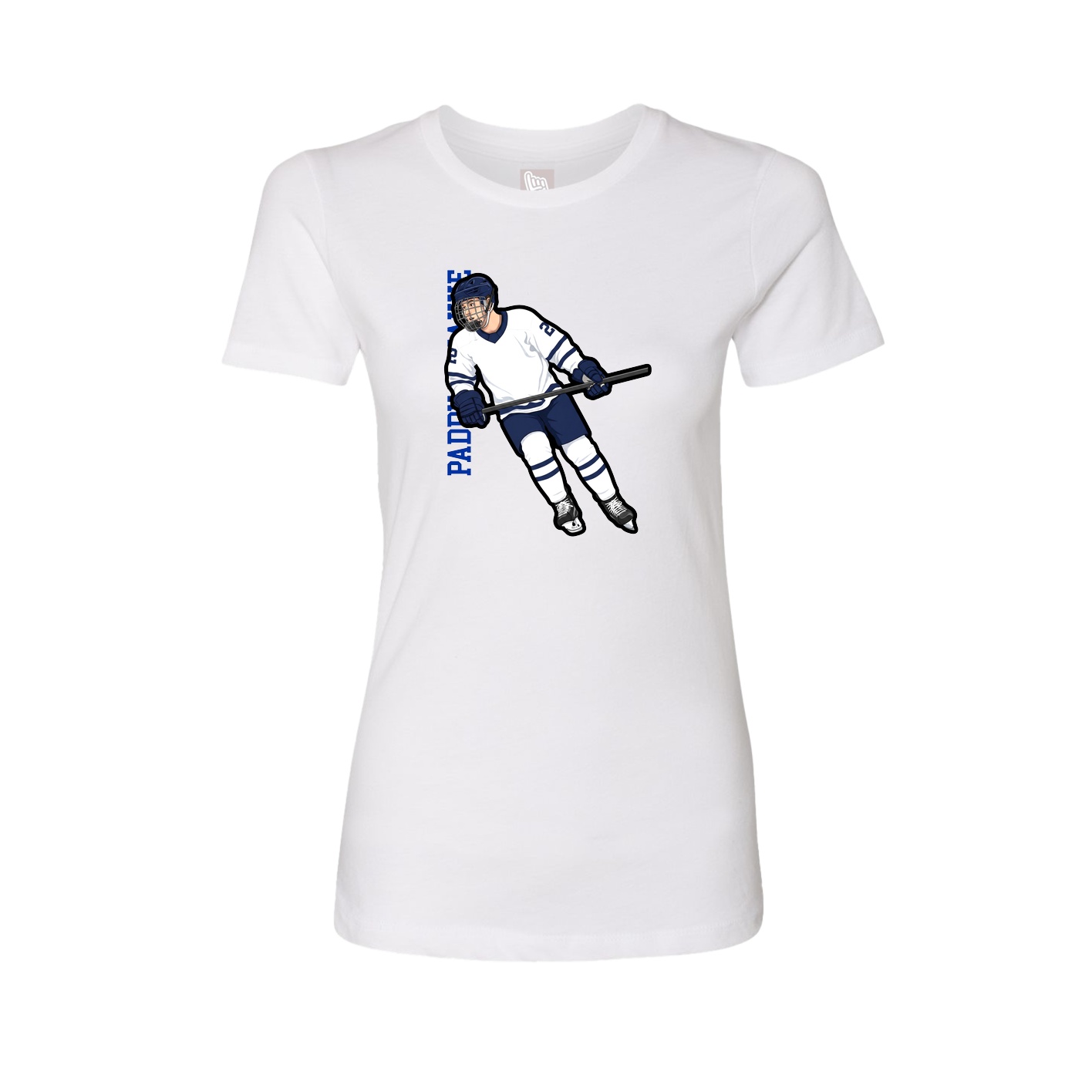 Womens Tee — Name Vertical in White