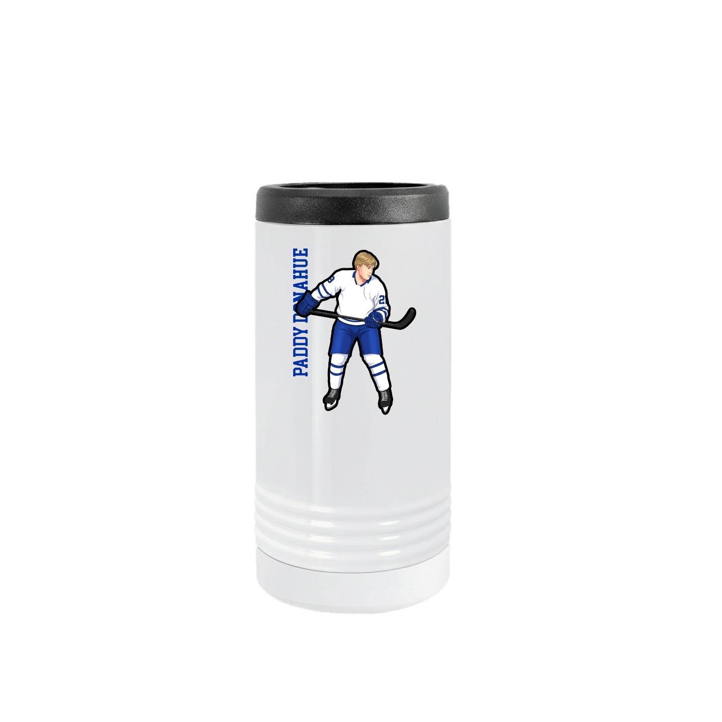 Slim Beverage Holder — Name Vertical in White