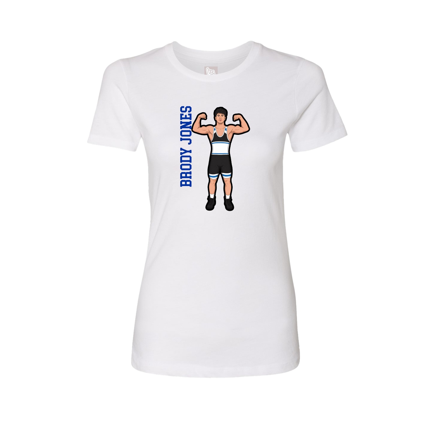 Fitted Women's Tee — Name Vertical in White