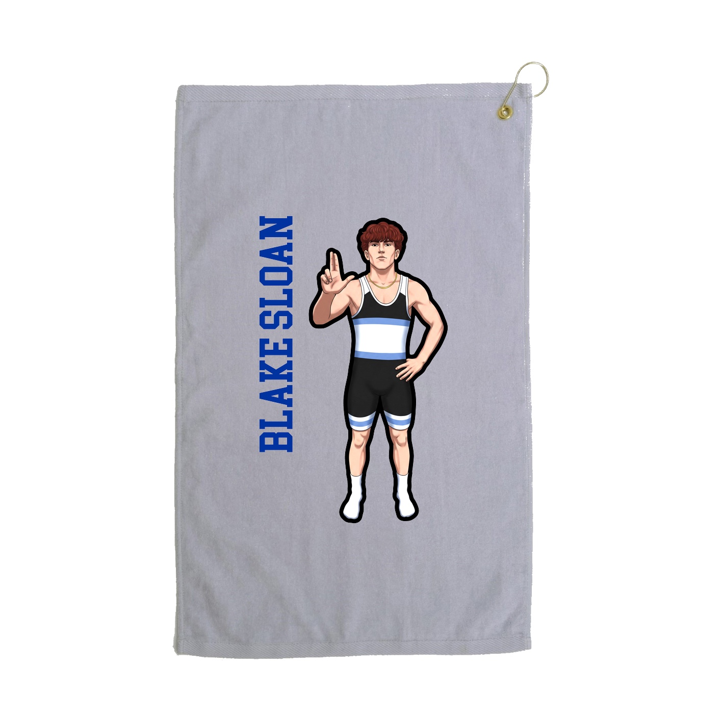 Golf Towel — Name Vertical in Grey