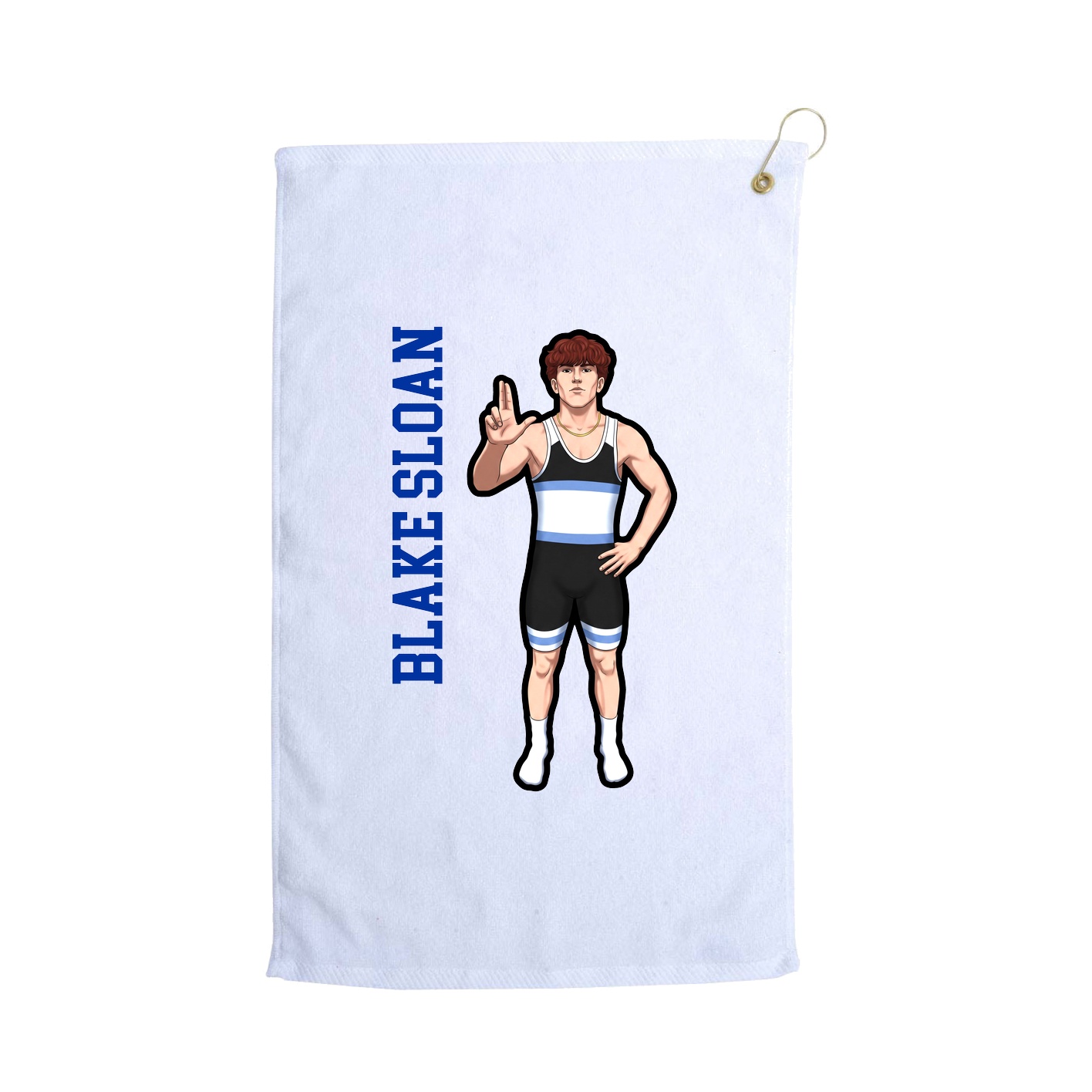 Golf Towel — Name Vertical in White