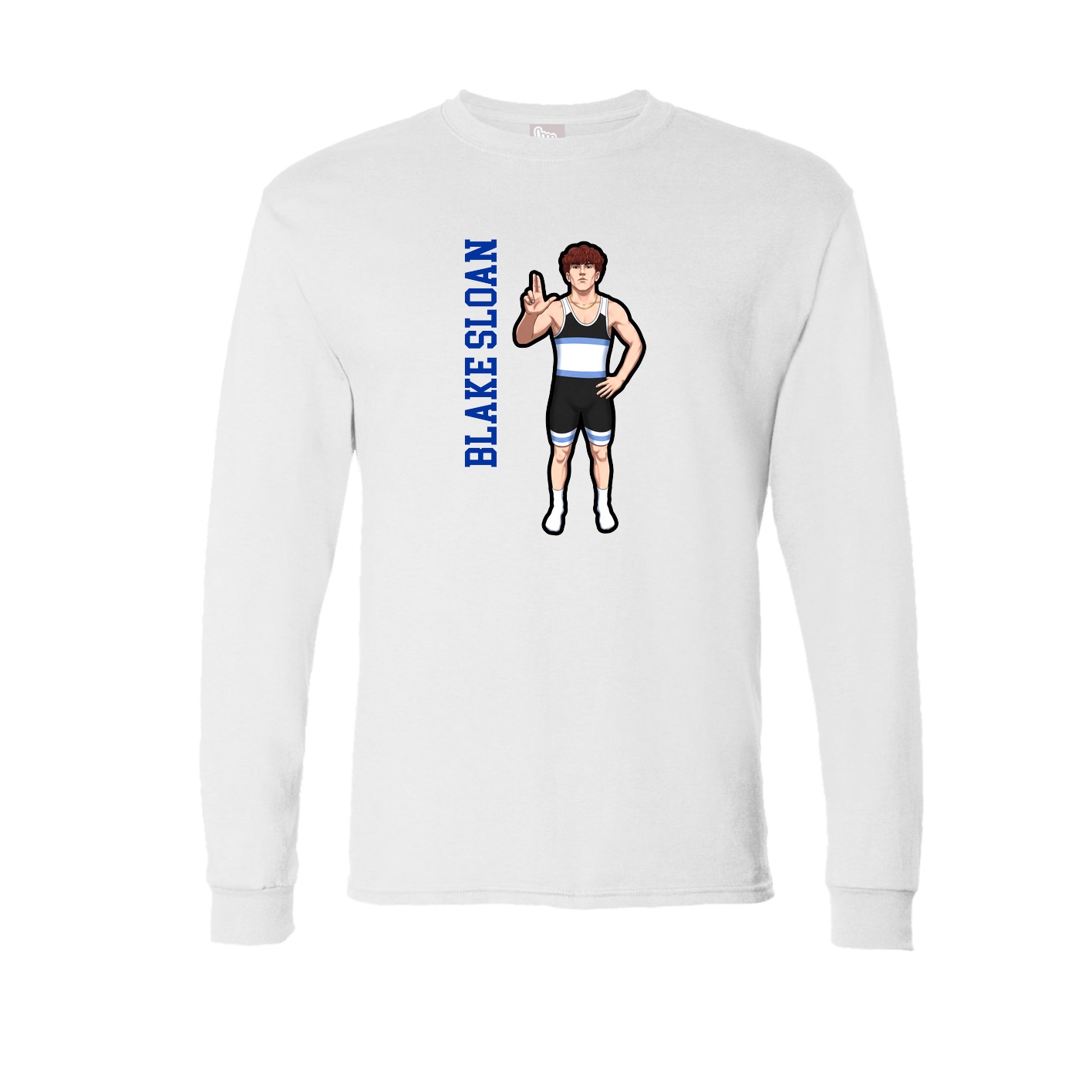 Long Sleeve Tee — Name Vertical in White