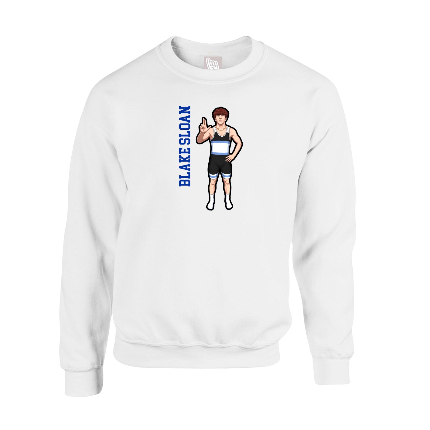 Fleece Crew — Name Vertical in White