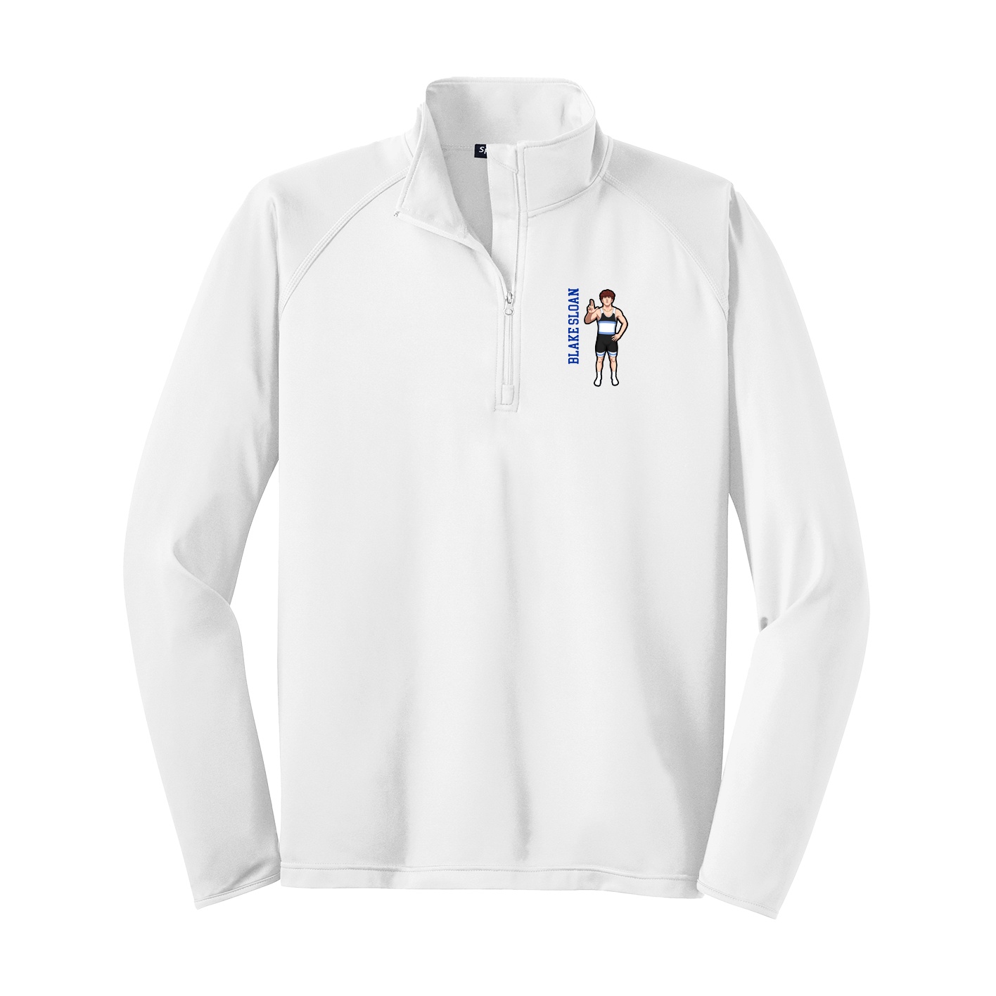 Q-Zip Pullover — Name Vertical in White