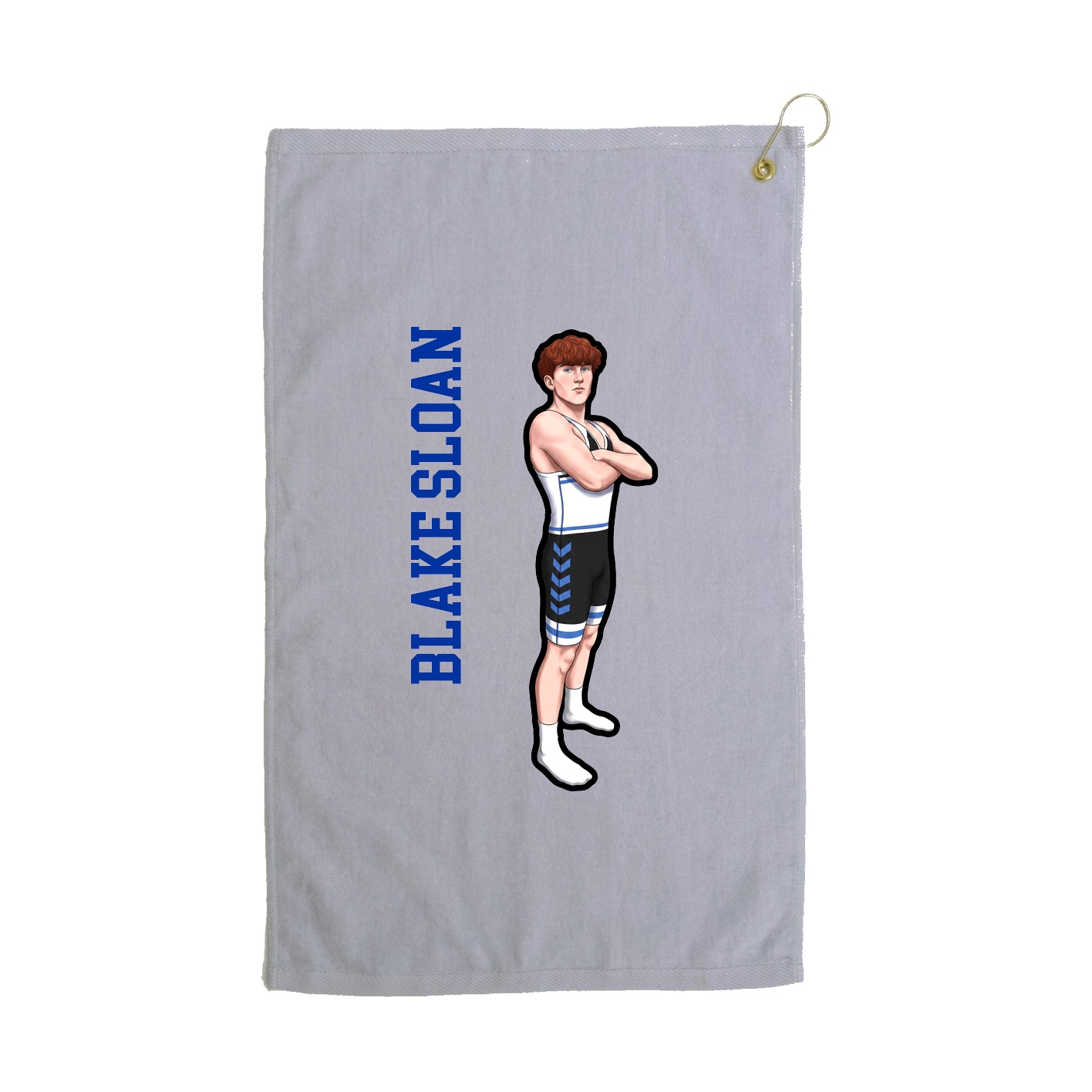 Golf Towel — Name Vertical in Grey