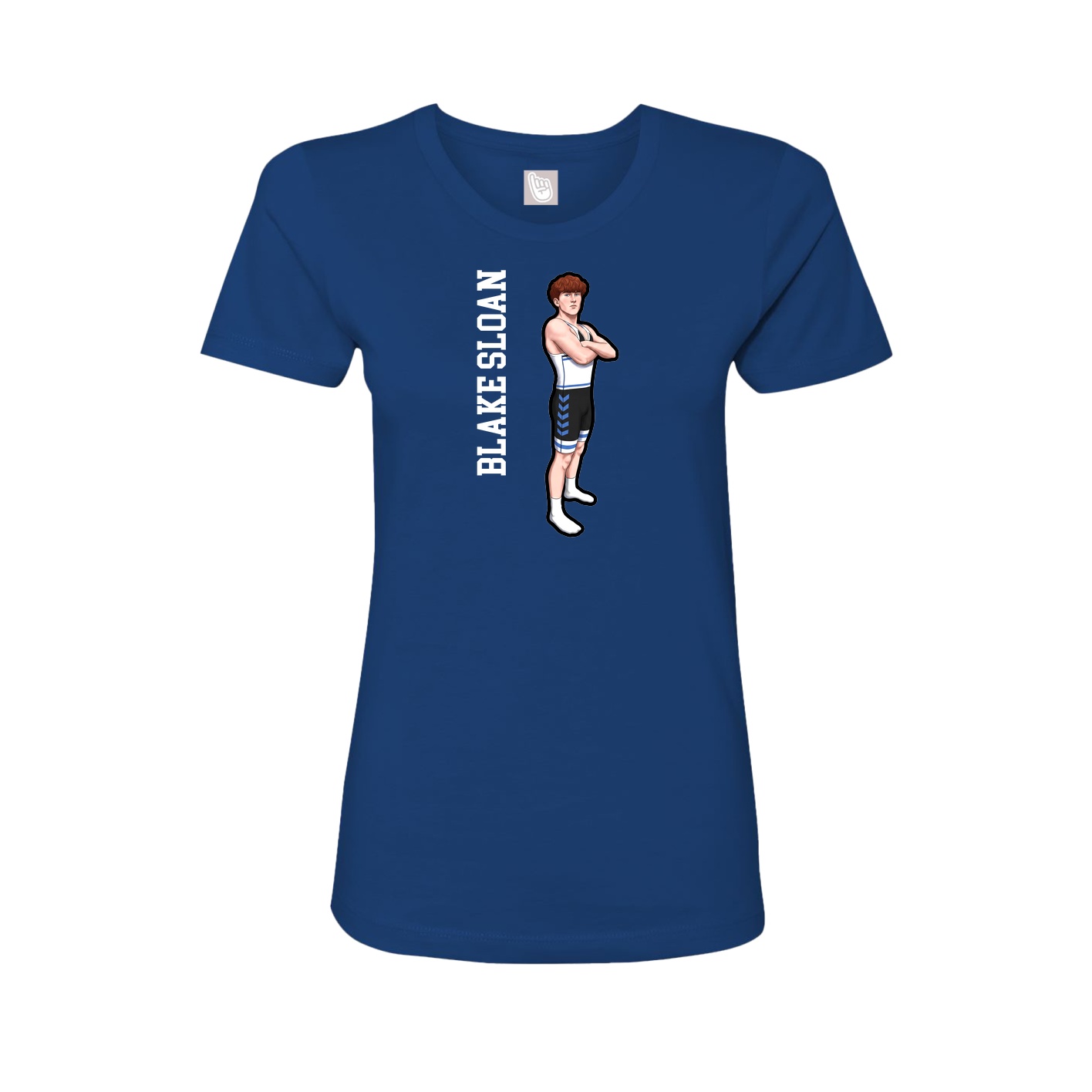 Fitted Women's Tee — Name Vertical in Royal