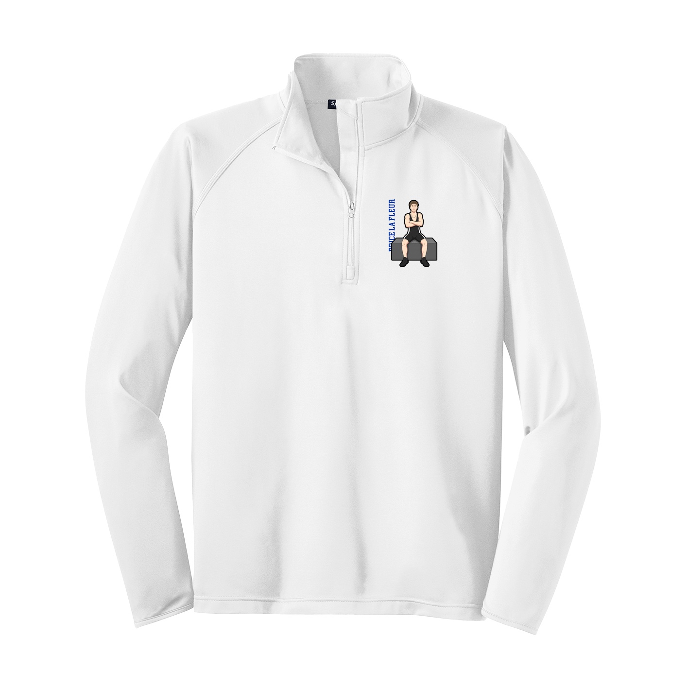 Q-Zip Pullover — Name Vertical in White