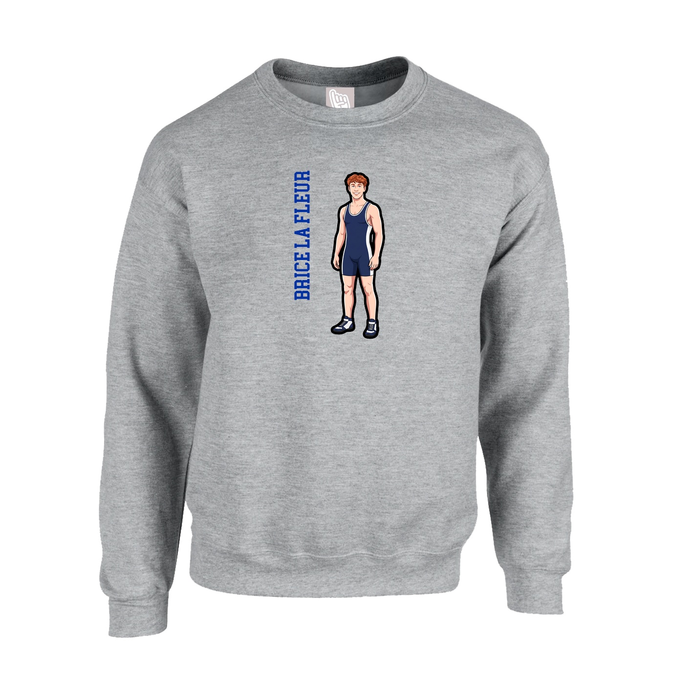 Fleece Crew — Name Vertical in Grey