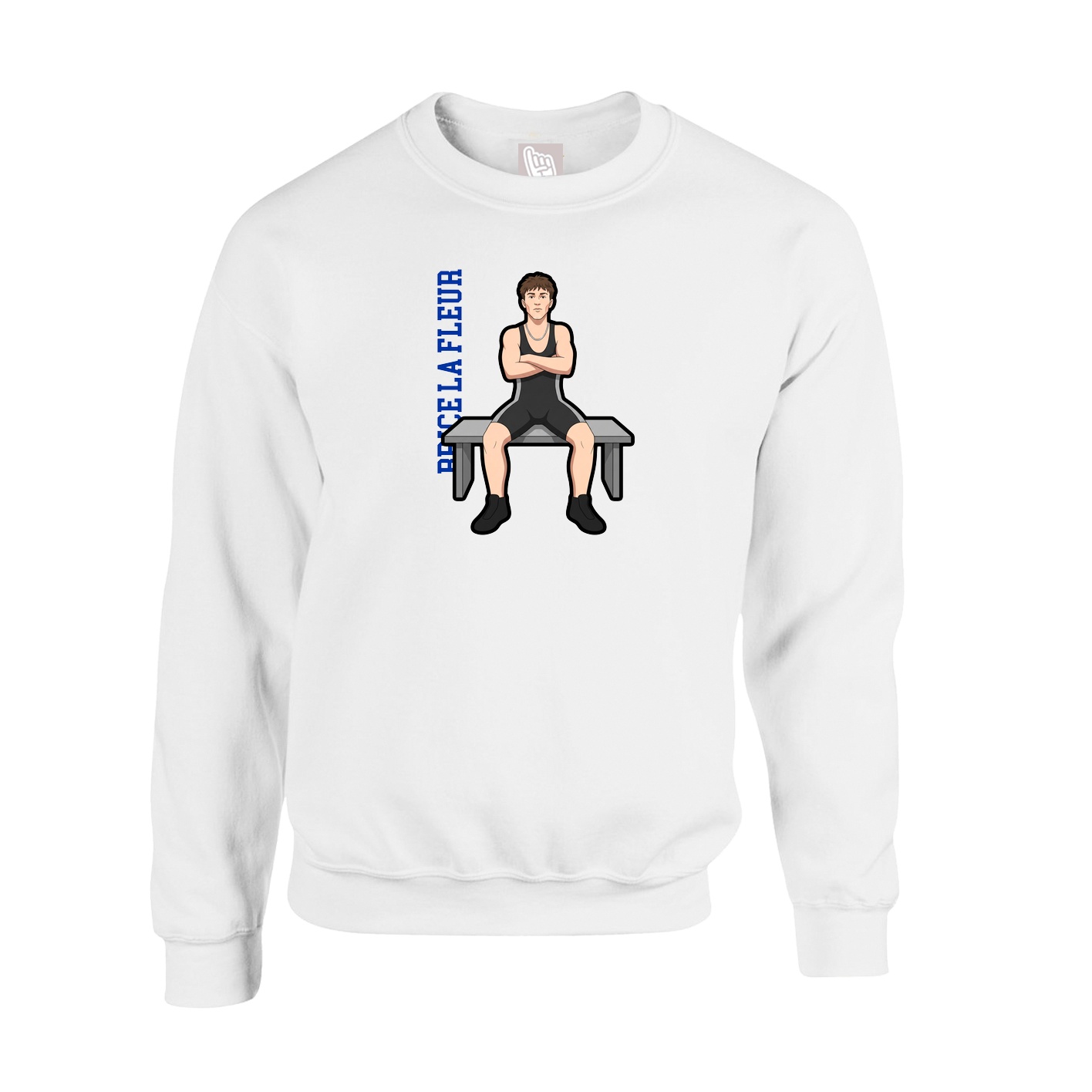 Fleece Crew — Name Vertical in White