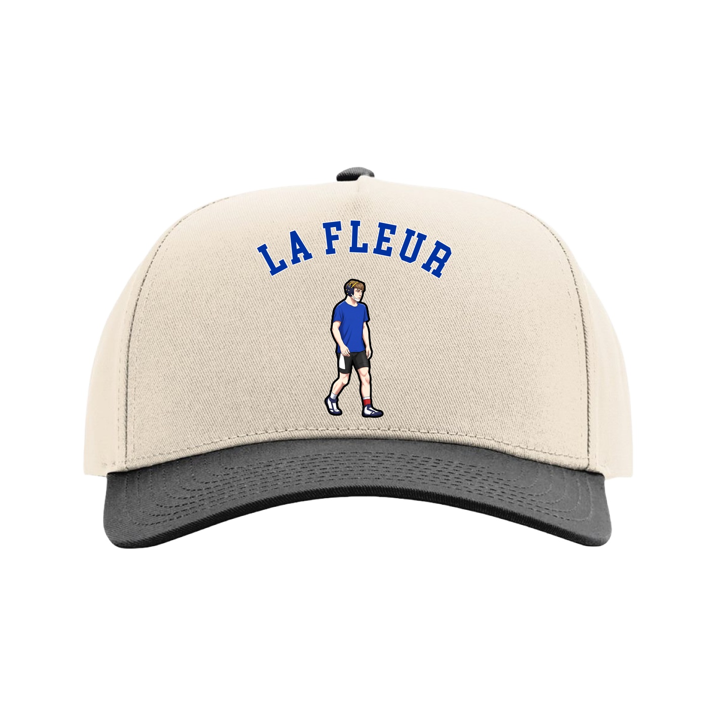 Full Fabric Five-Panel Champ Cap — Shirsey Arch in Cream/Black