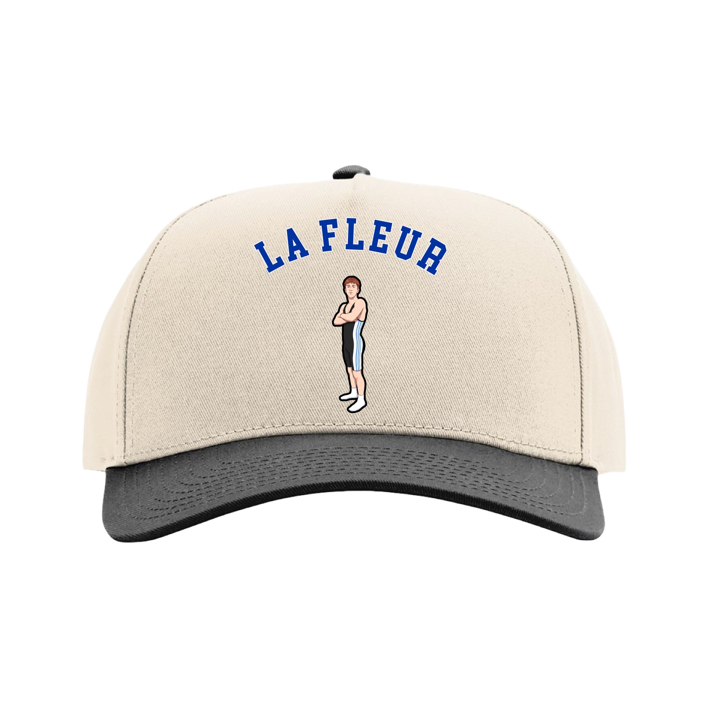 Full Fabric Five-Panel Champ Cap — Shirsey Arch in Cream/Black