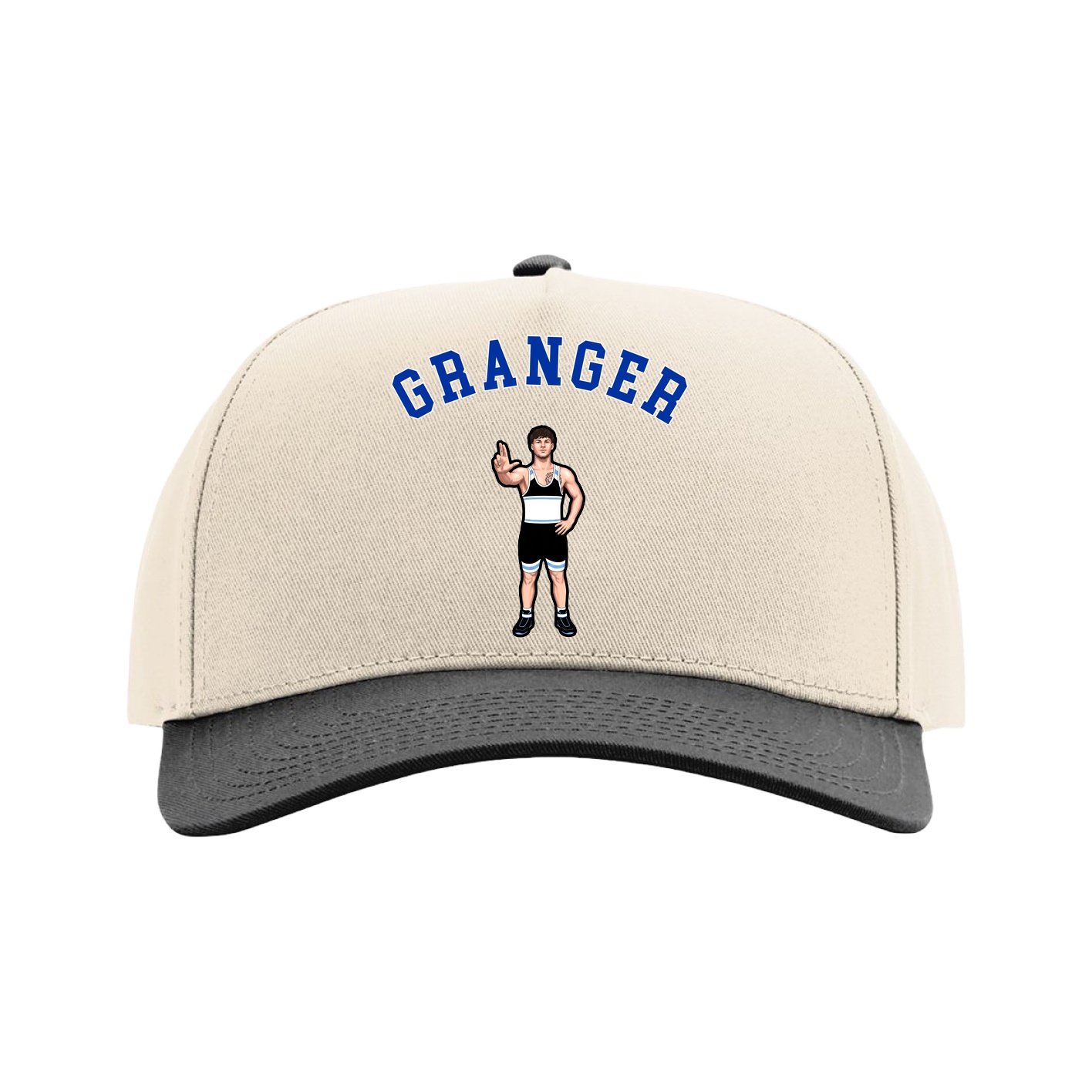 Full Fabric Five-Panel Champ Cap — Shirsey Arch in Cream/Black
