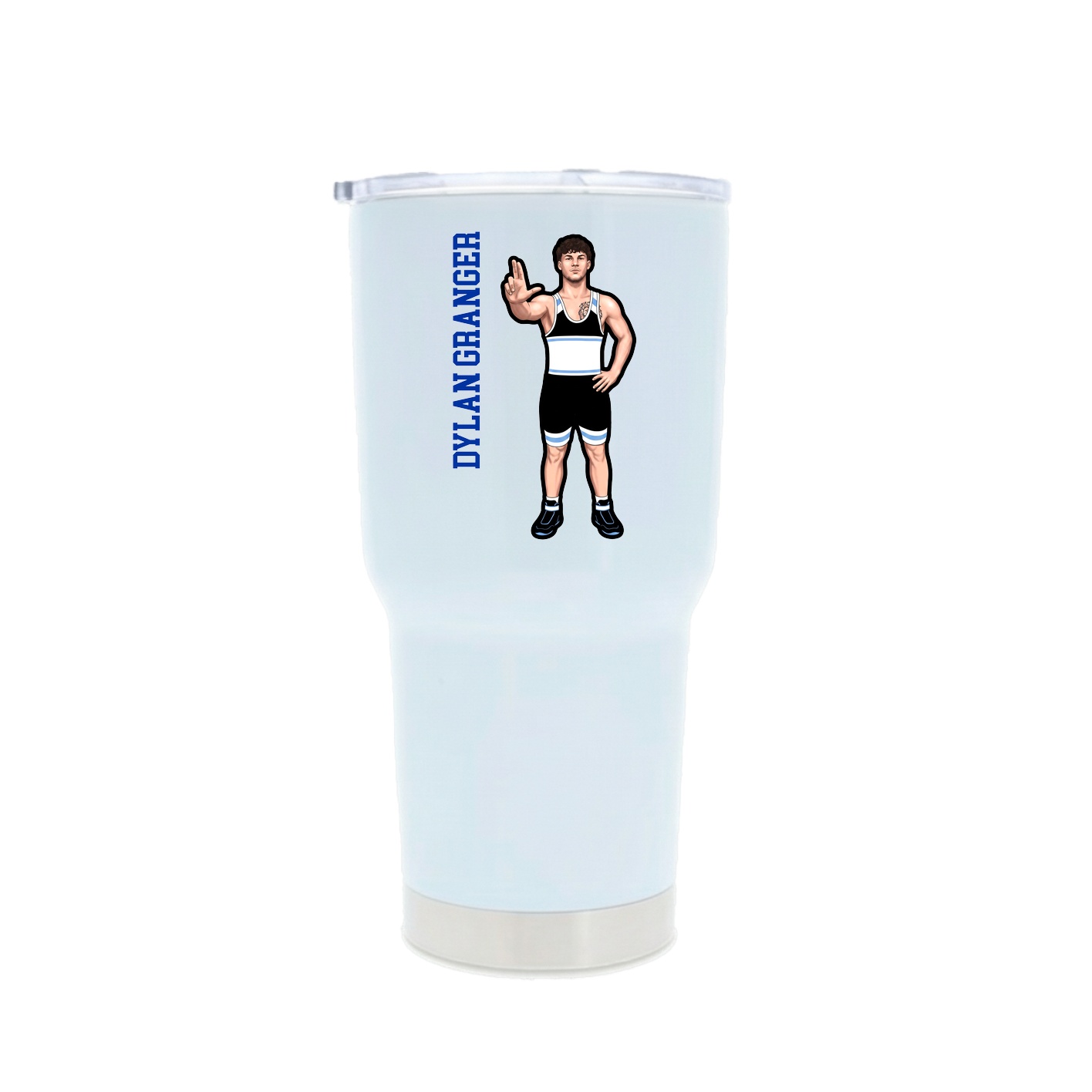 30oz Stainless Steel Tumbler — Name Vertical in White