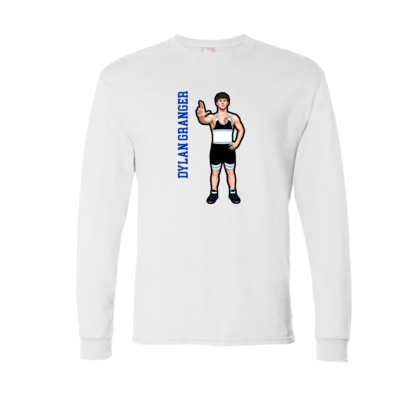 Long Sleeve Tee — Name Vertical in White