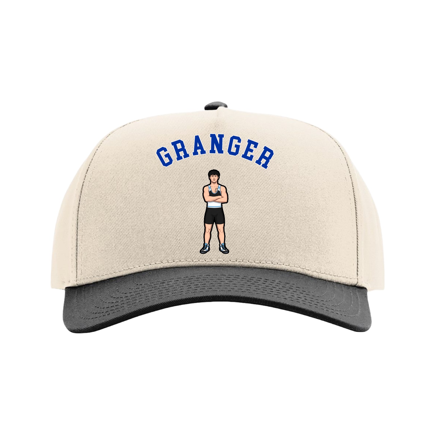 Full Fabric Five-Panel Champ Cap — Shirsey Arch in Cream/Black