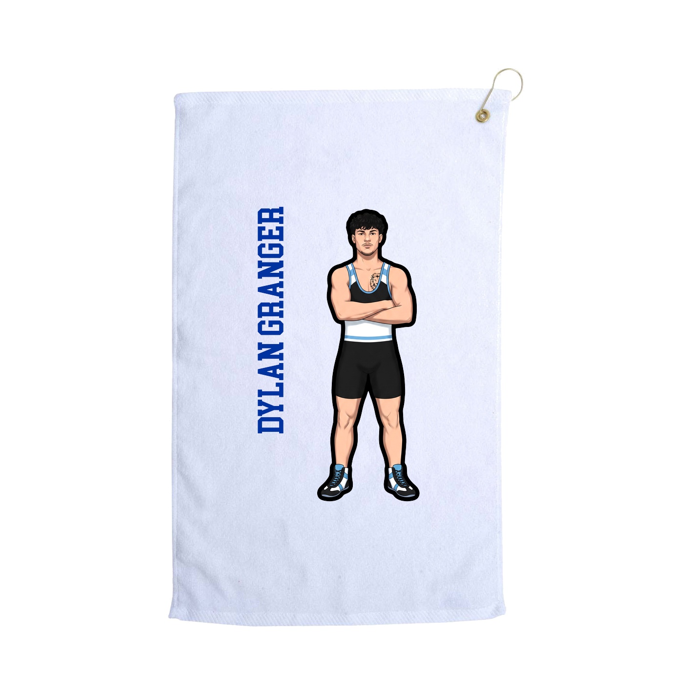Golf Towel — Name Vertical in White