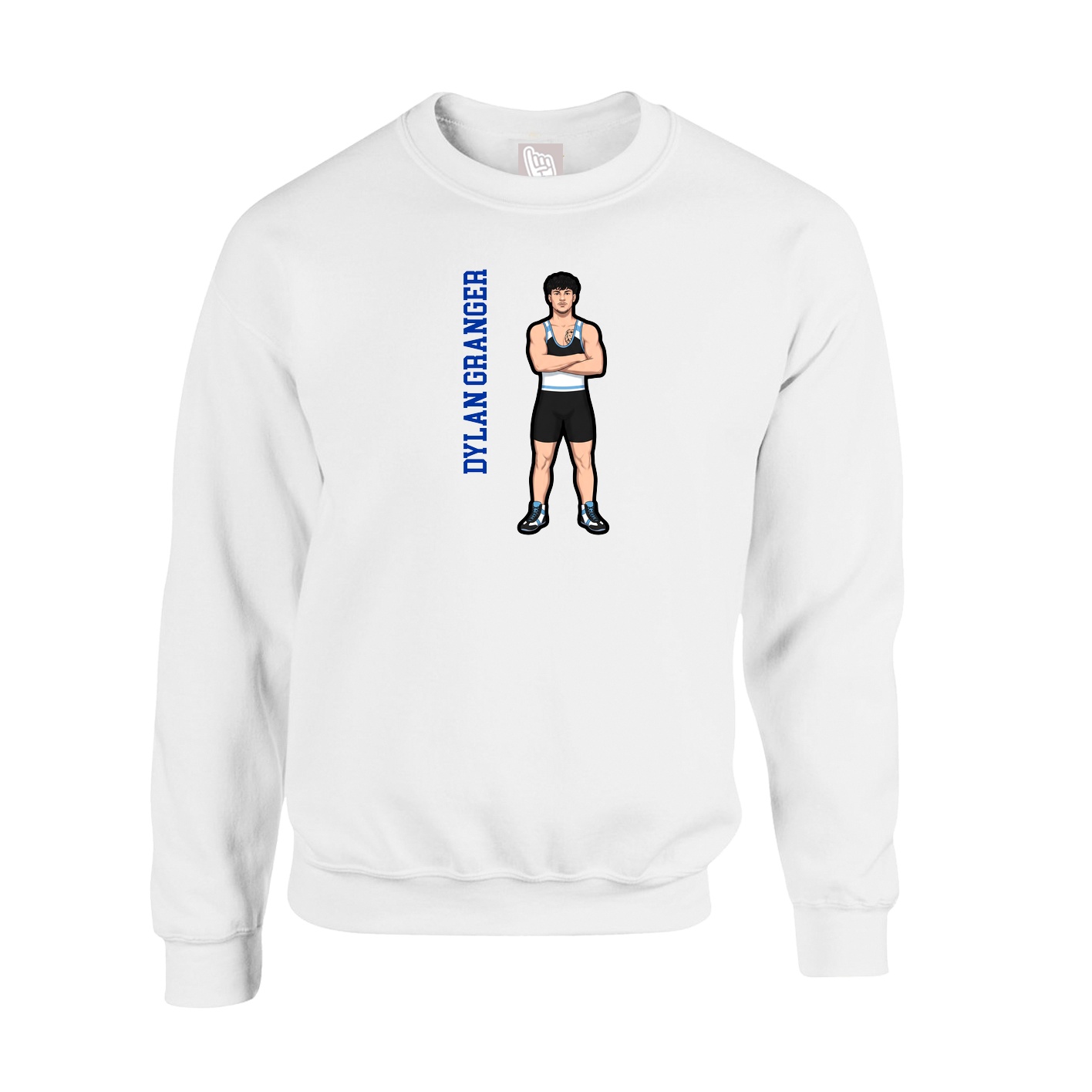Fleece Crew — Name Vertical in White