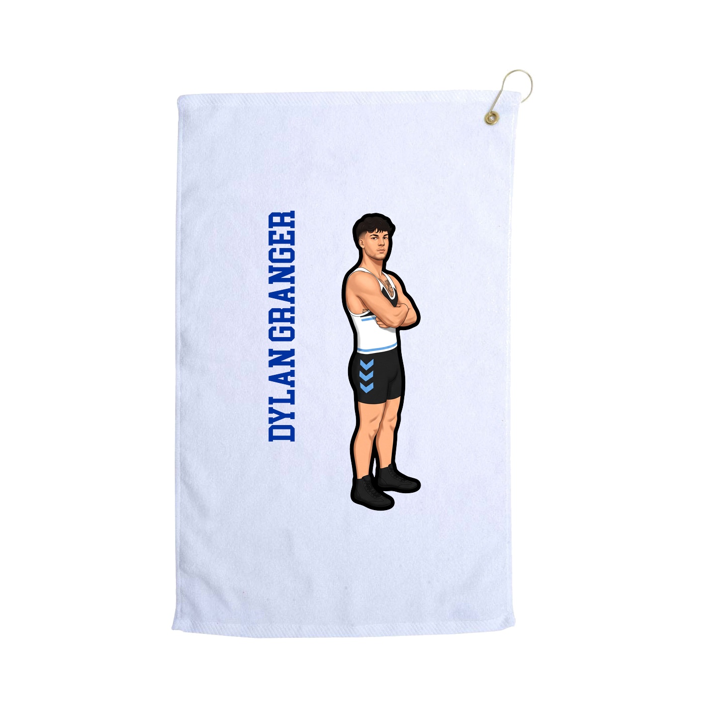 Golf Towel — Name Vertical in White