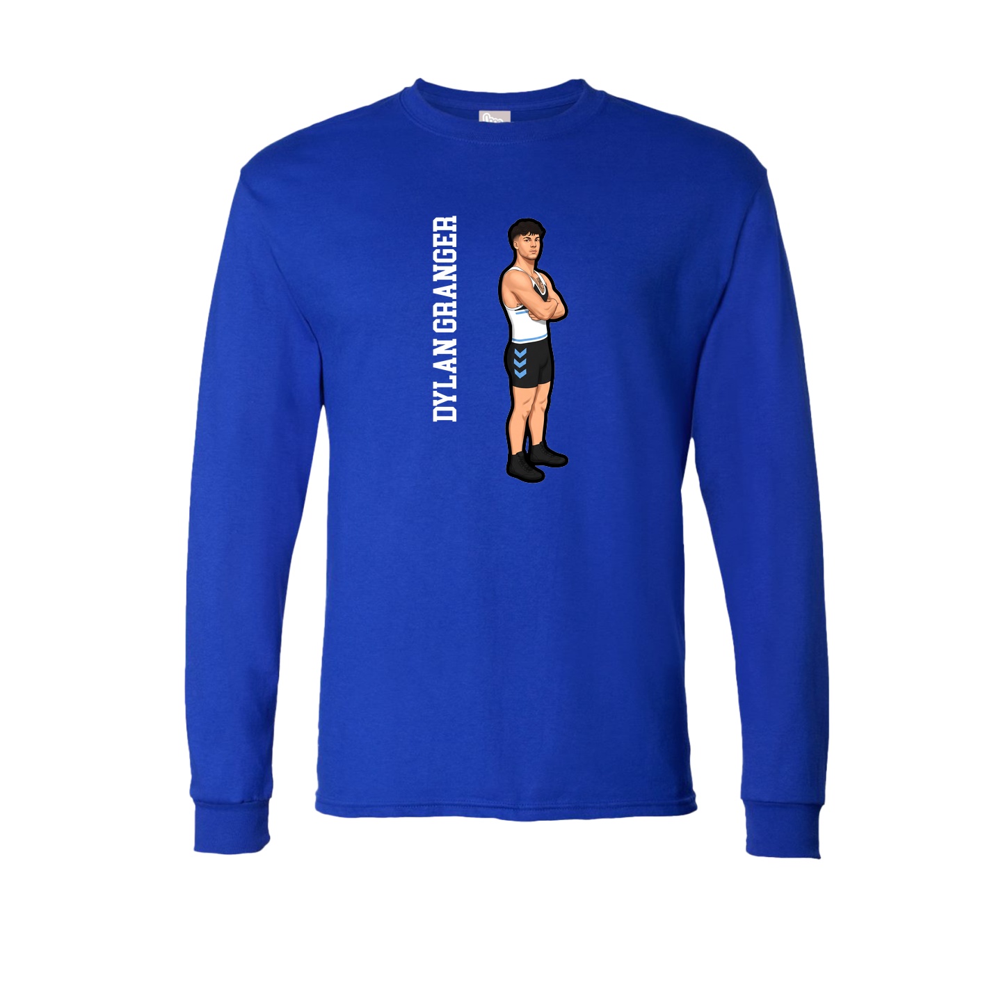 Long Sleeve Tee — Name Vertical in Royal