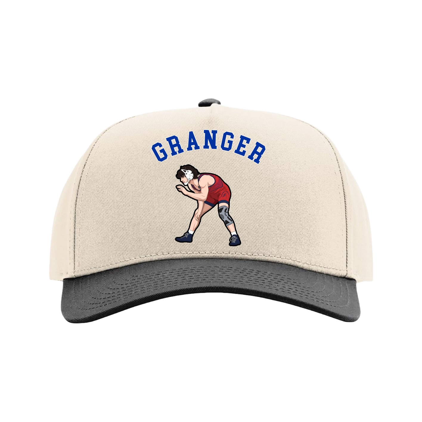 Full Fabric Five-Panel Champ Cap — Shirsey Arch in Cream/Black