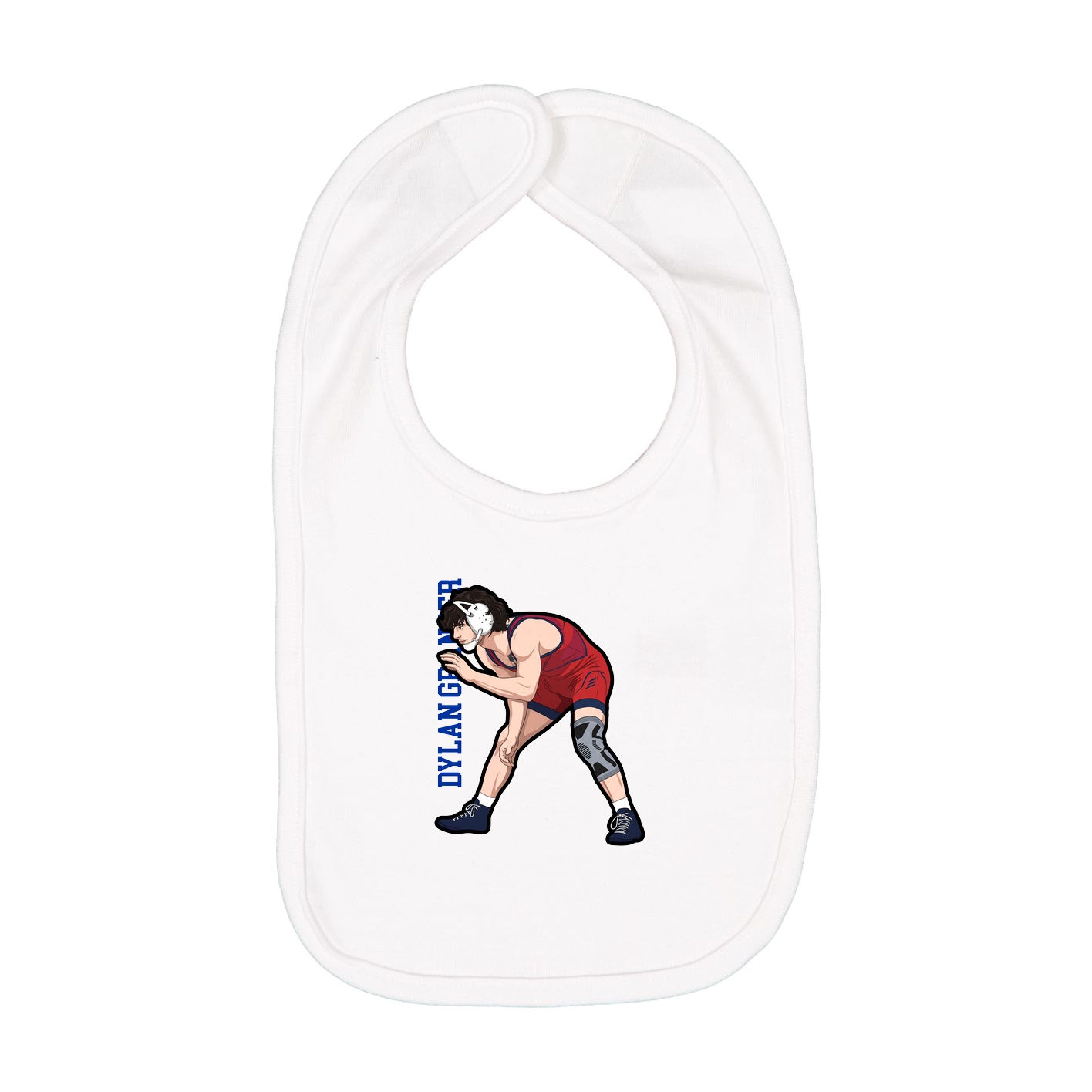 Infant Bib — Name Vertical in White