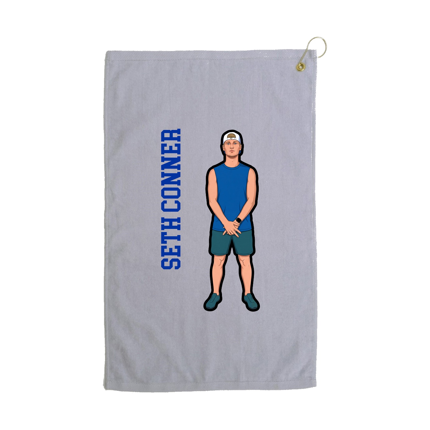 Golf Towel — Name Vertical in Grey