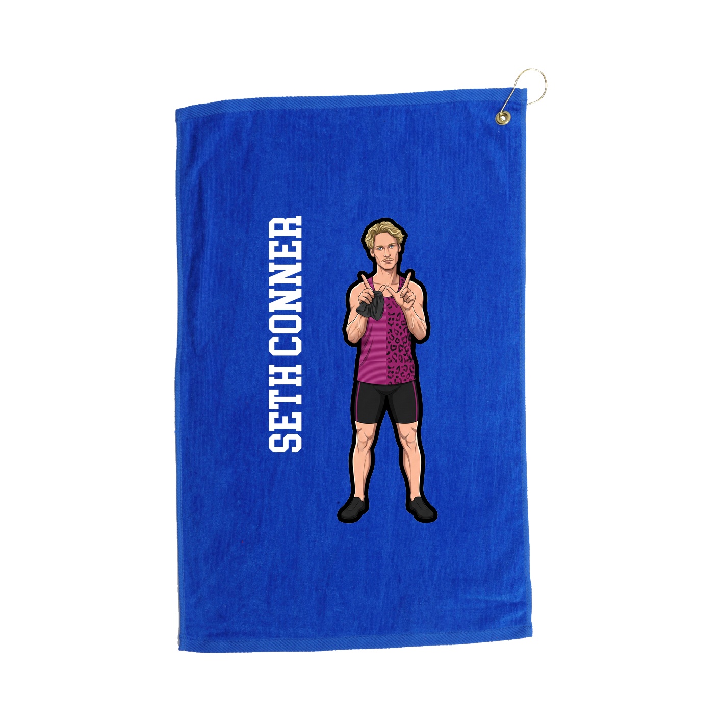 Golf Towel — Name Vertical in Royal