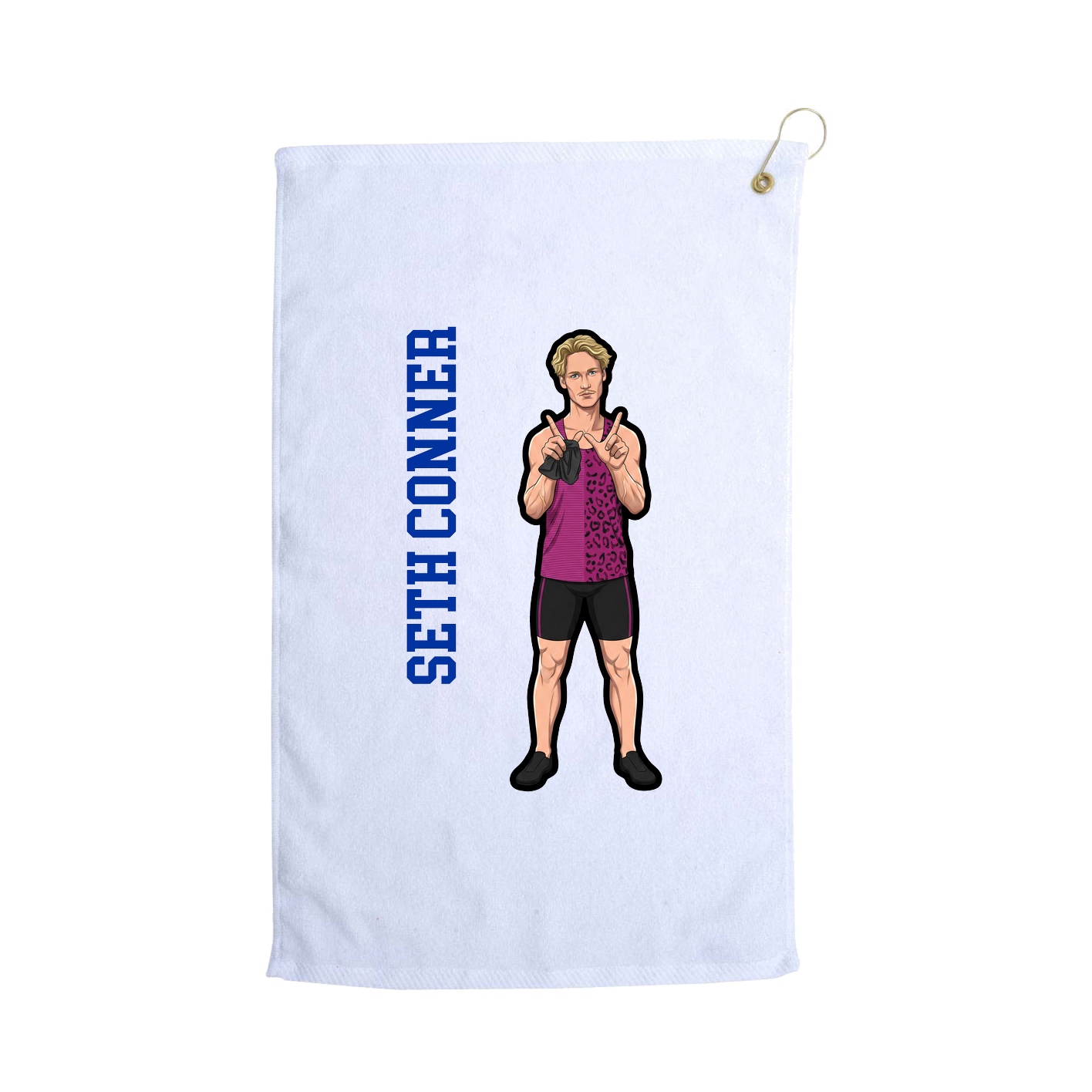 Golf Towel — Name Vertical in White